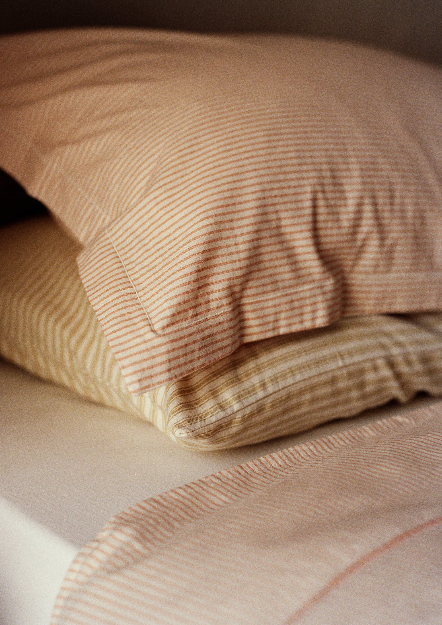 Soft Stripe Cotton Oxford Pillowcase Set | Clay/Ecru - Image 2