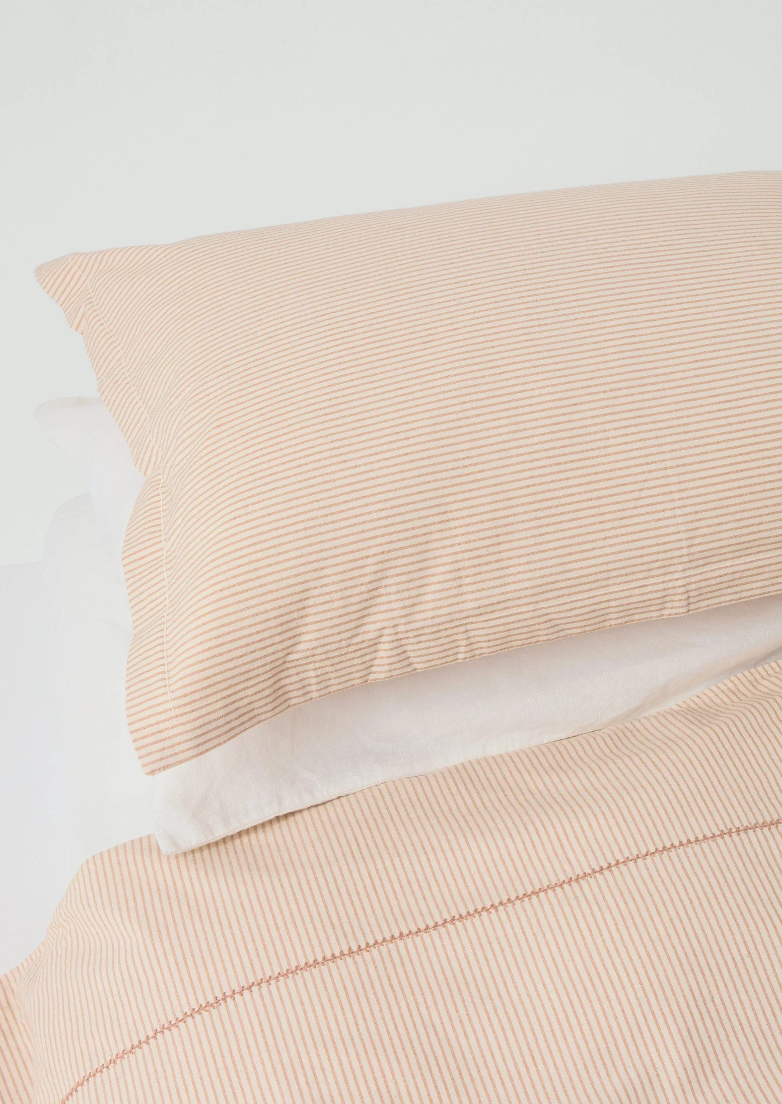 Soft Stripe Cotton Oxford Pillowcase Set | Clay/Ecru - Image 5