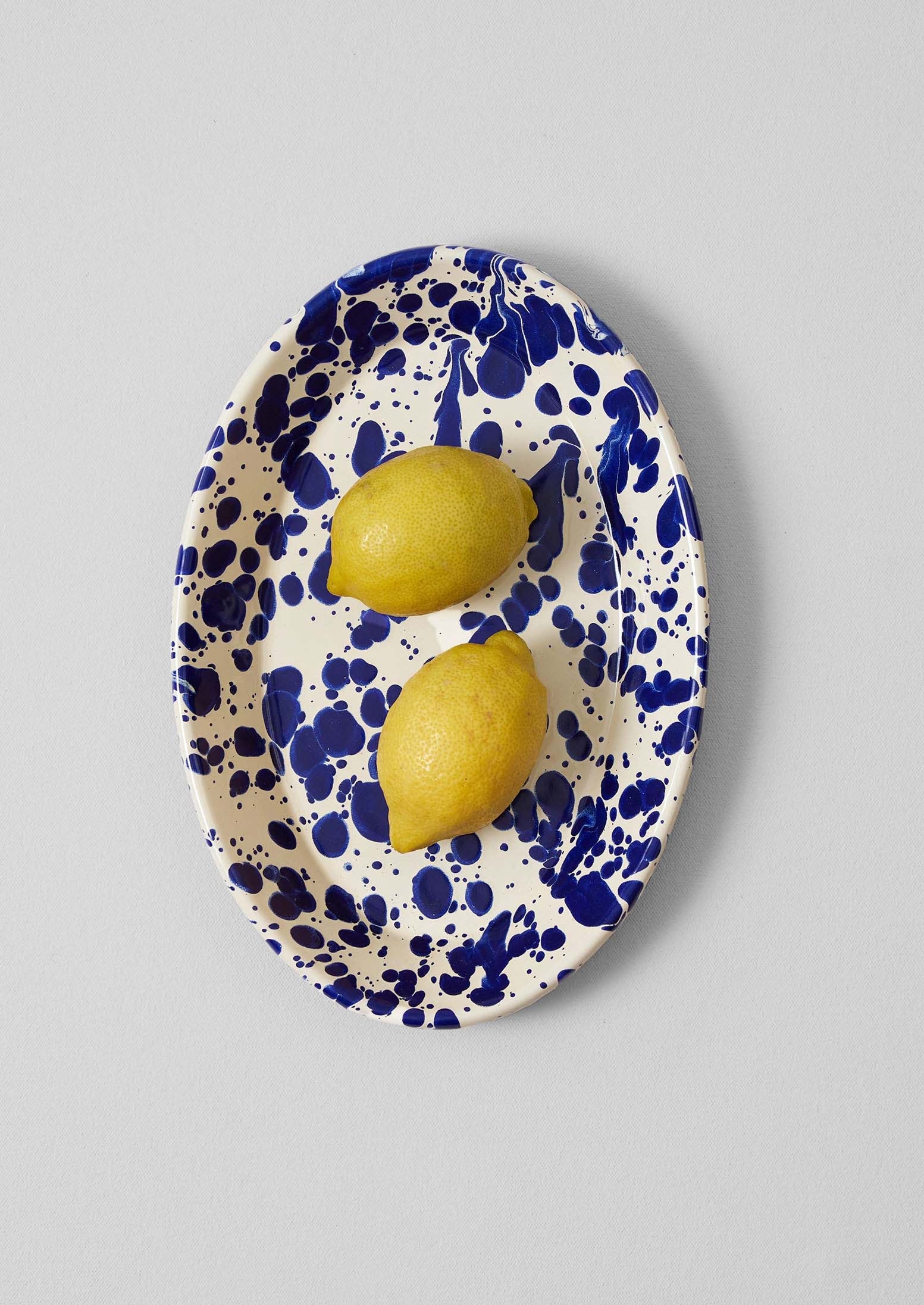 Splatter Enamel Platter | Cream/Blue - Image 4