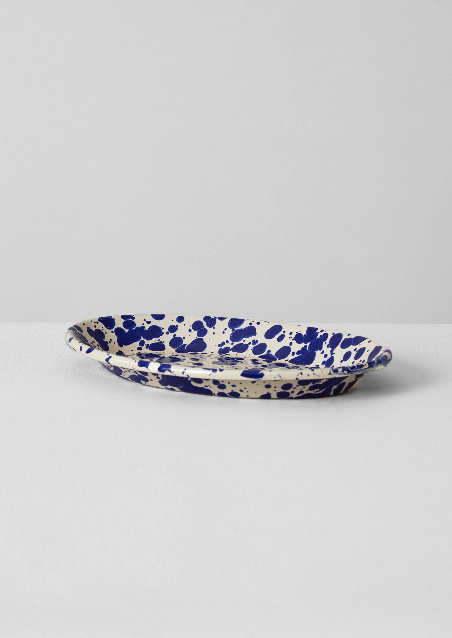 Splatter Enamel Platter | Cream/Blue - Image 5