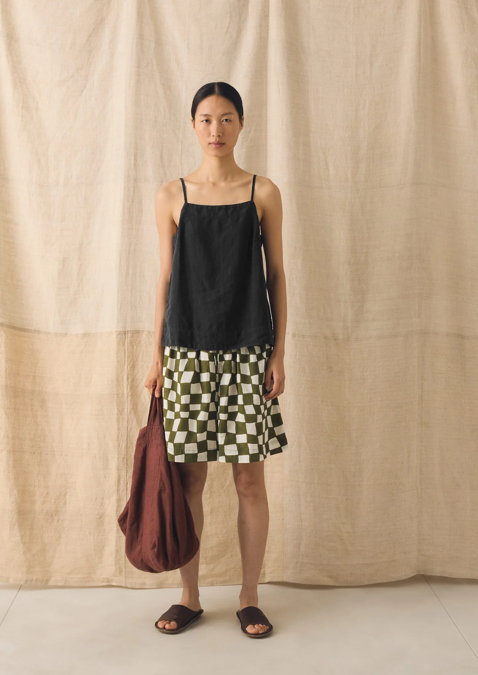 Square Neck Garment Dyed Linen Tank | Black Pepper - Image 4