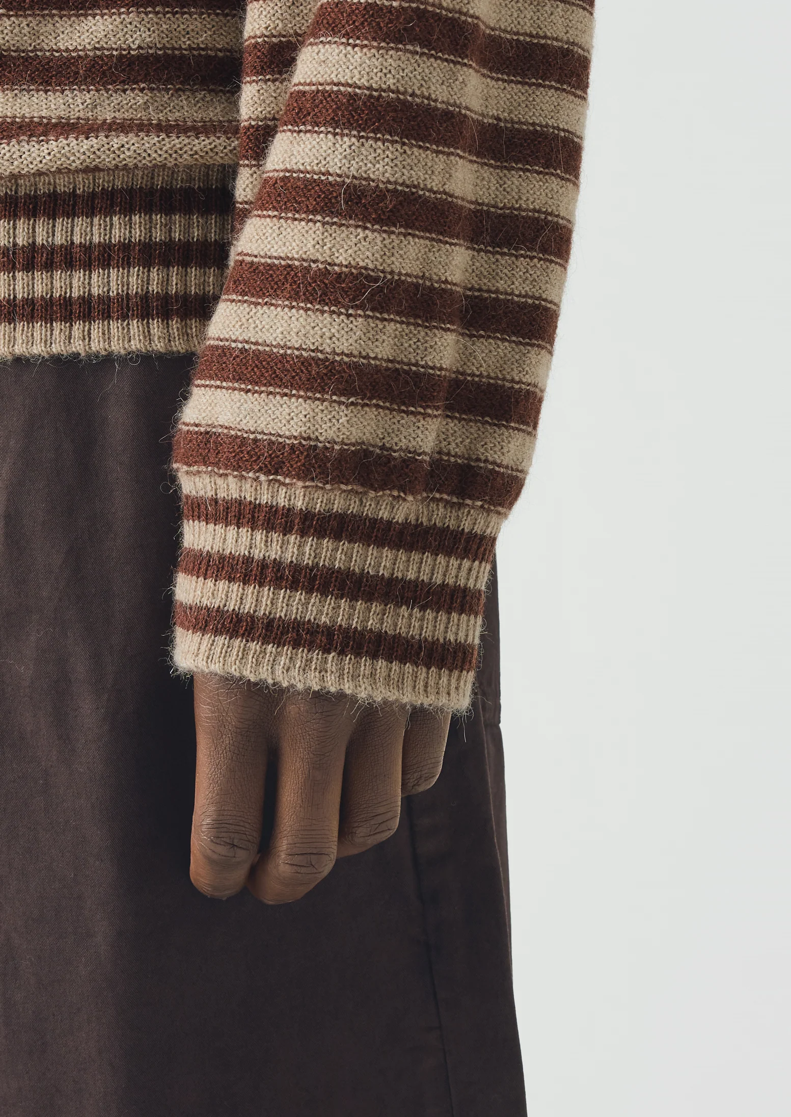 Stripe Alpaca Wool Sweater | Dark Terracotta/Oatmeal - Image 6