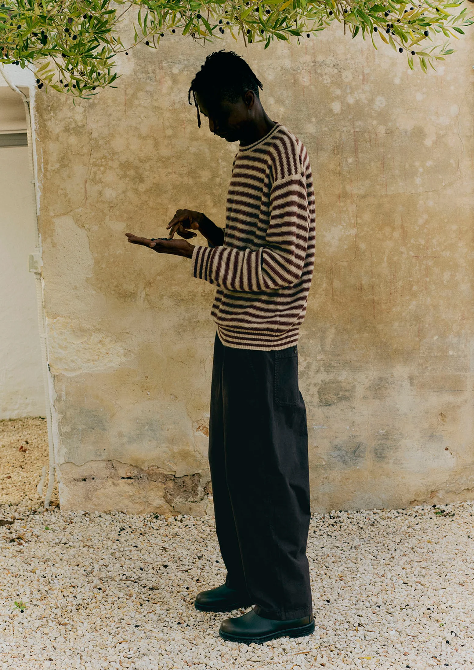 Stripe Alpaca Wool Sweater | Dark Terracotta/Oatmeal - Image 8
