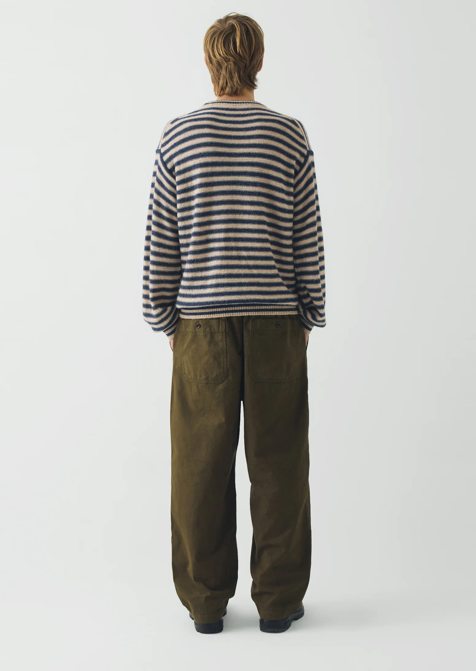 Stripe Alpaca Wool Sweater | Navy/Oatmeal - Image 4