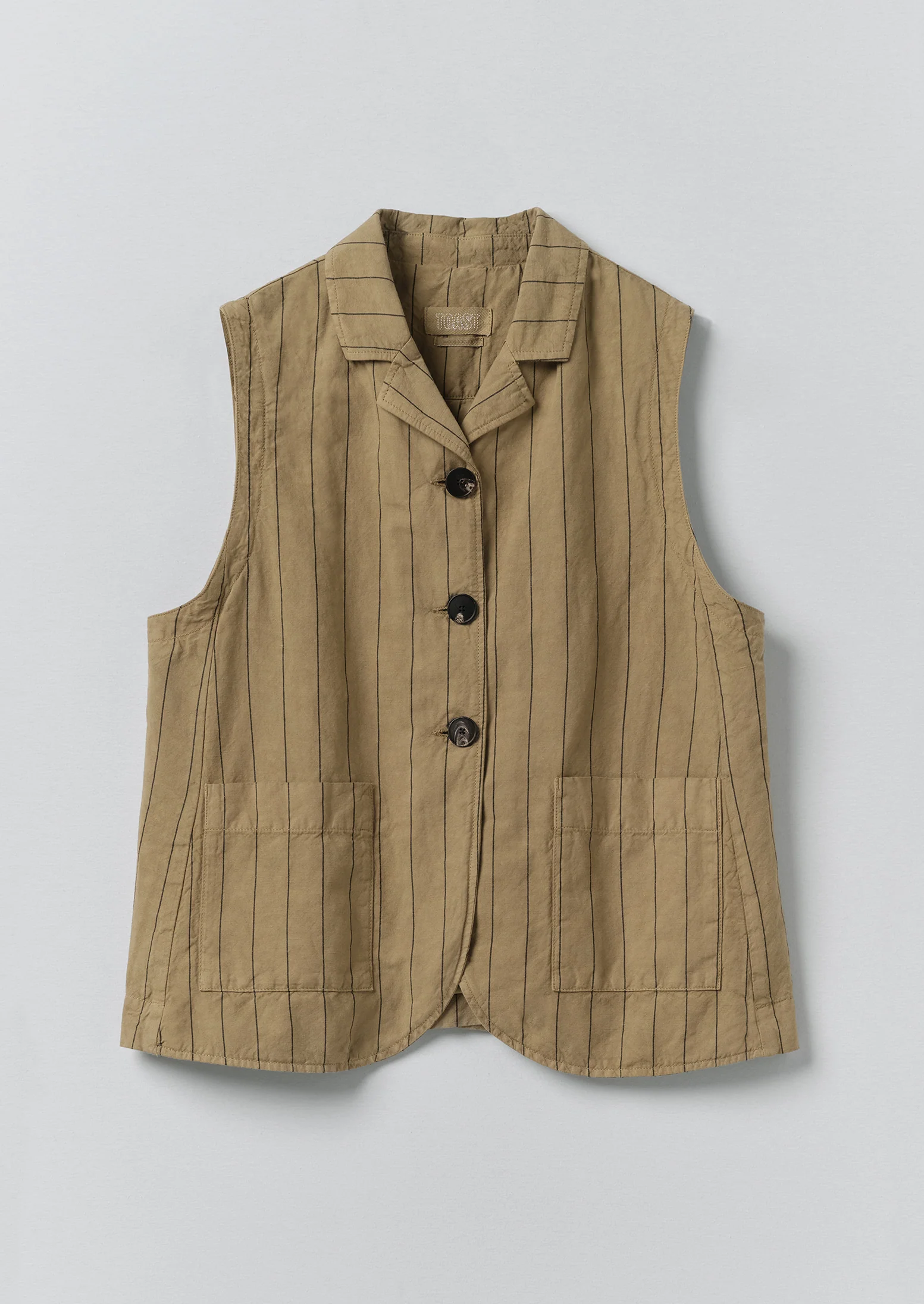 Stripe Cotton Linen Waistcoat | Fennel Seed