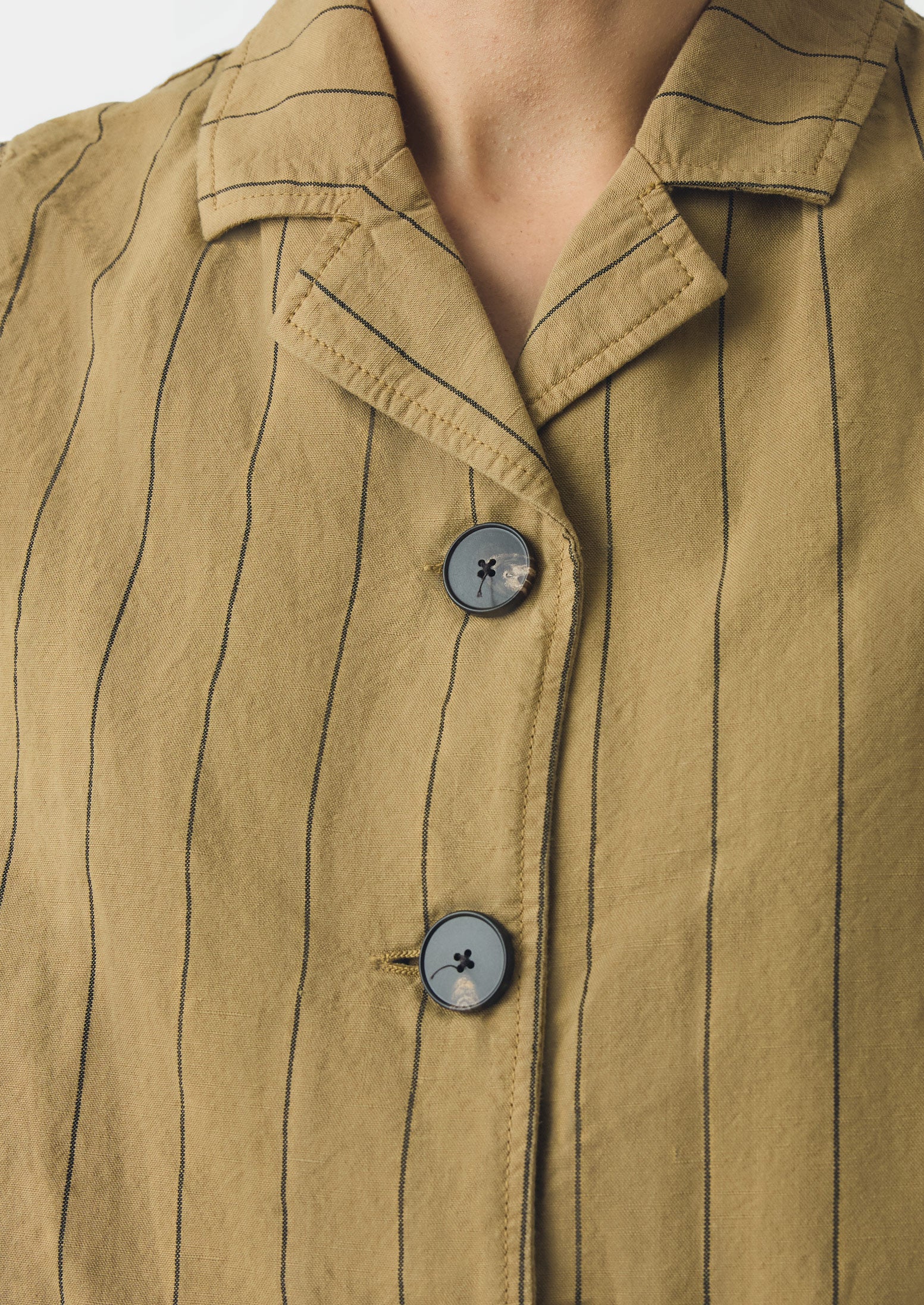 Stripe Cotton Linen Waistcoat | Fennel Seed - Image 3