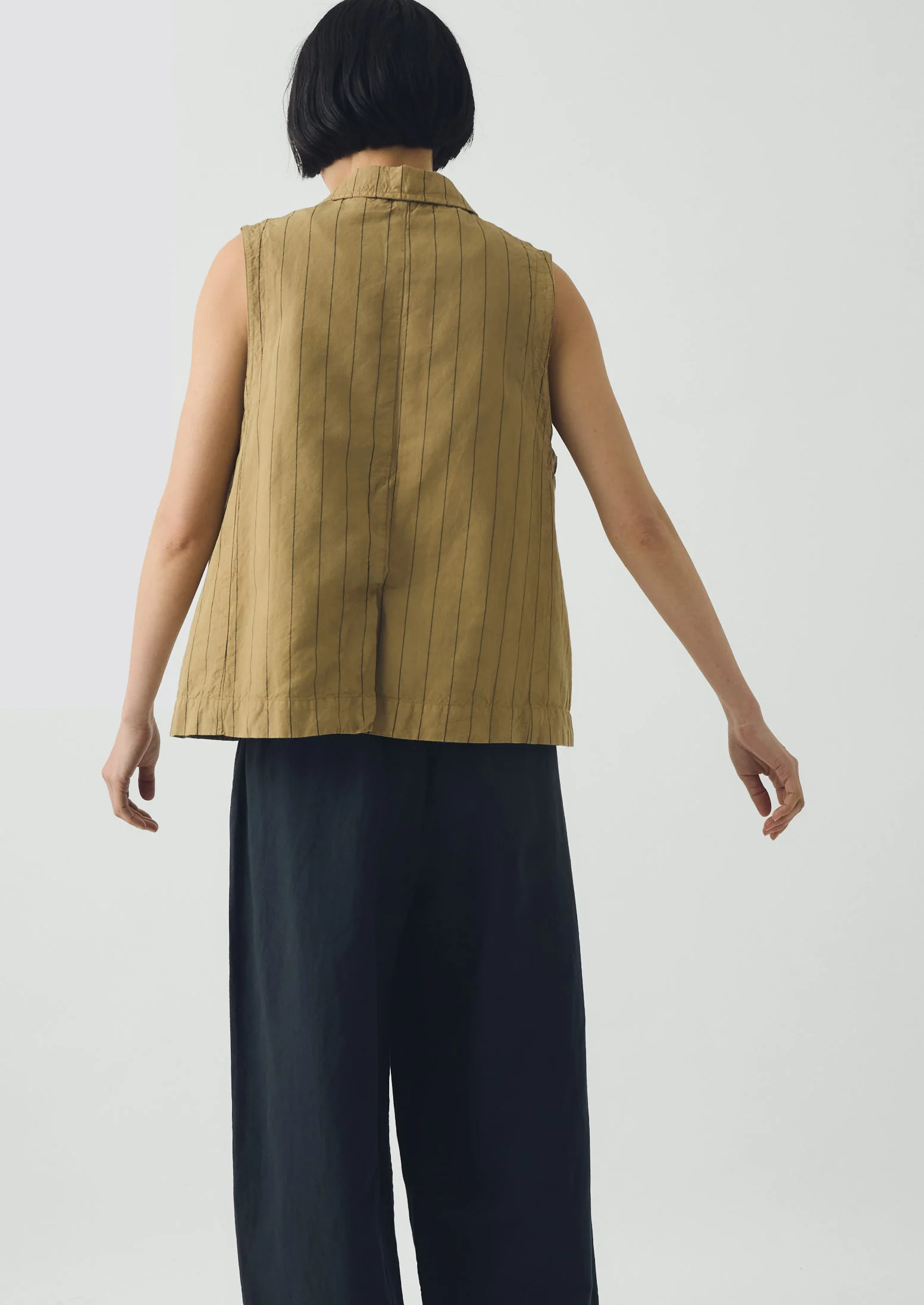Stripe Cotton Linen Waistcoat | Fennel Seed - Image 4