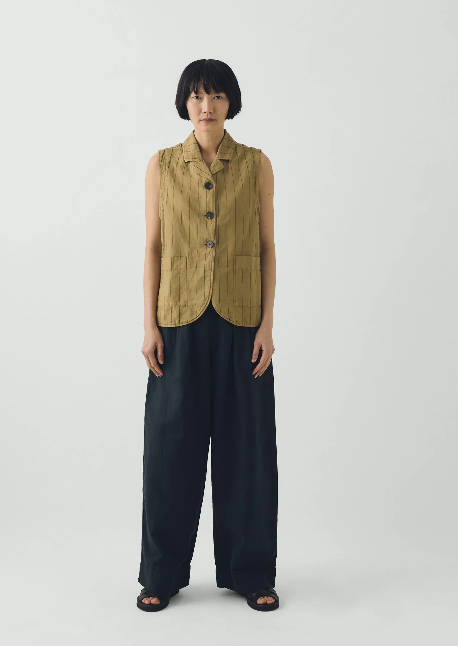 Stripe Cotton Linen Waistcoat | Fennel Seed - Image 5