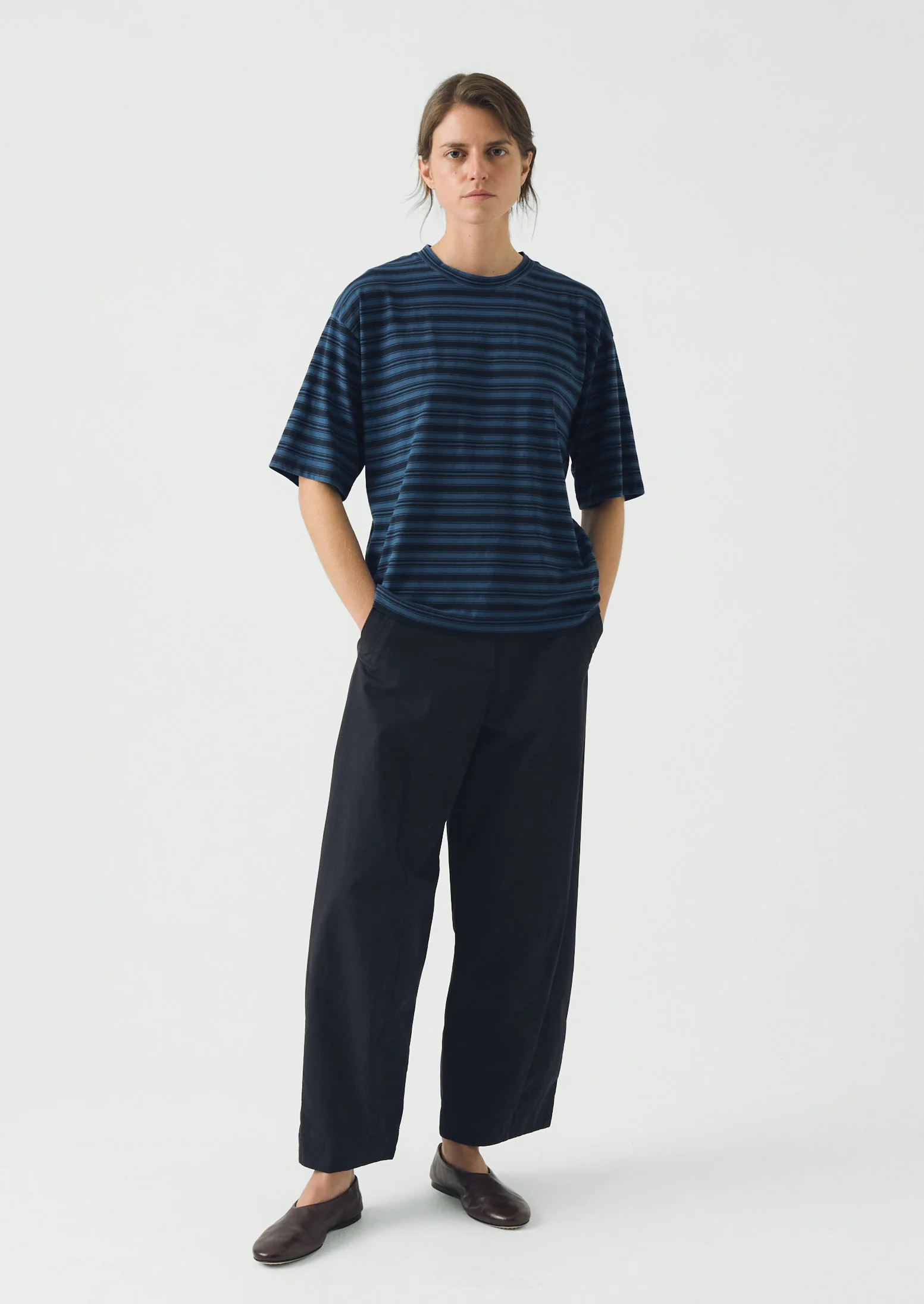 Stripe Cotton Short Sleeve Tee | Blue Graphite/Cobalt - Image 2