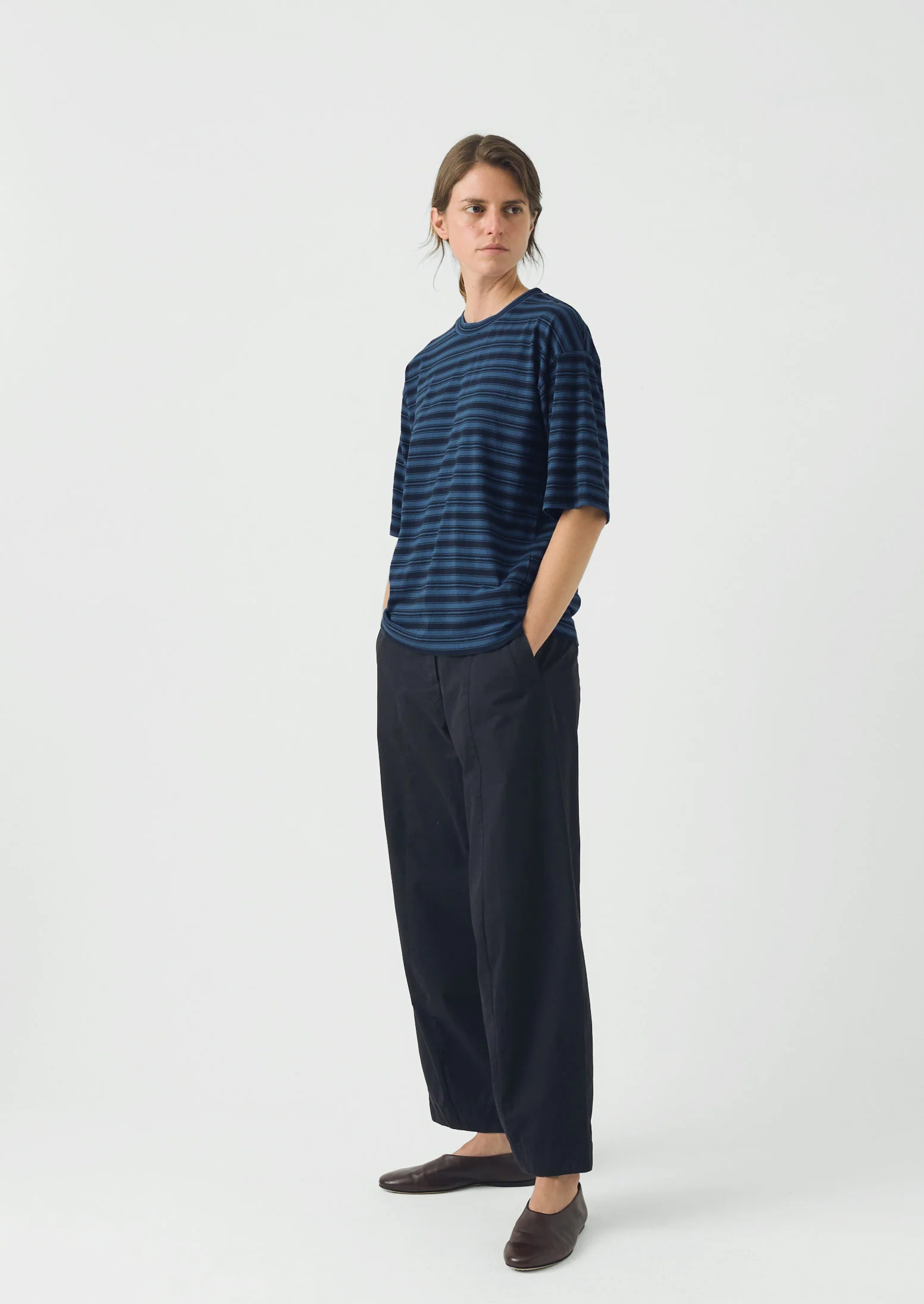 Stripe Cotton Short Sleeve Tee | Blue Graphite/Cobalt - Image 3