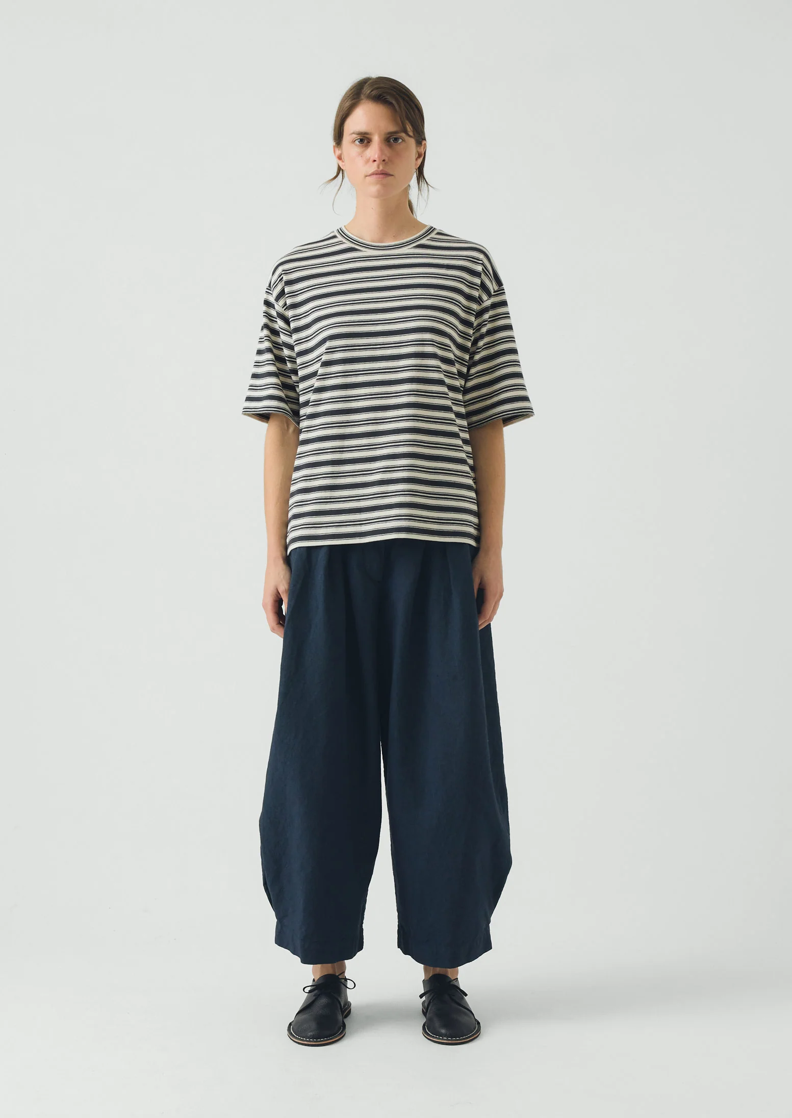 Stripe Cotton Short Sleeve Tee | Blue Graphite/Egret - Image 3