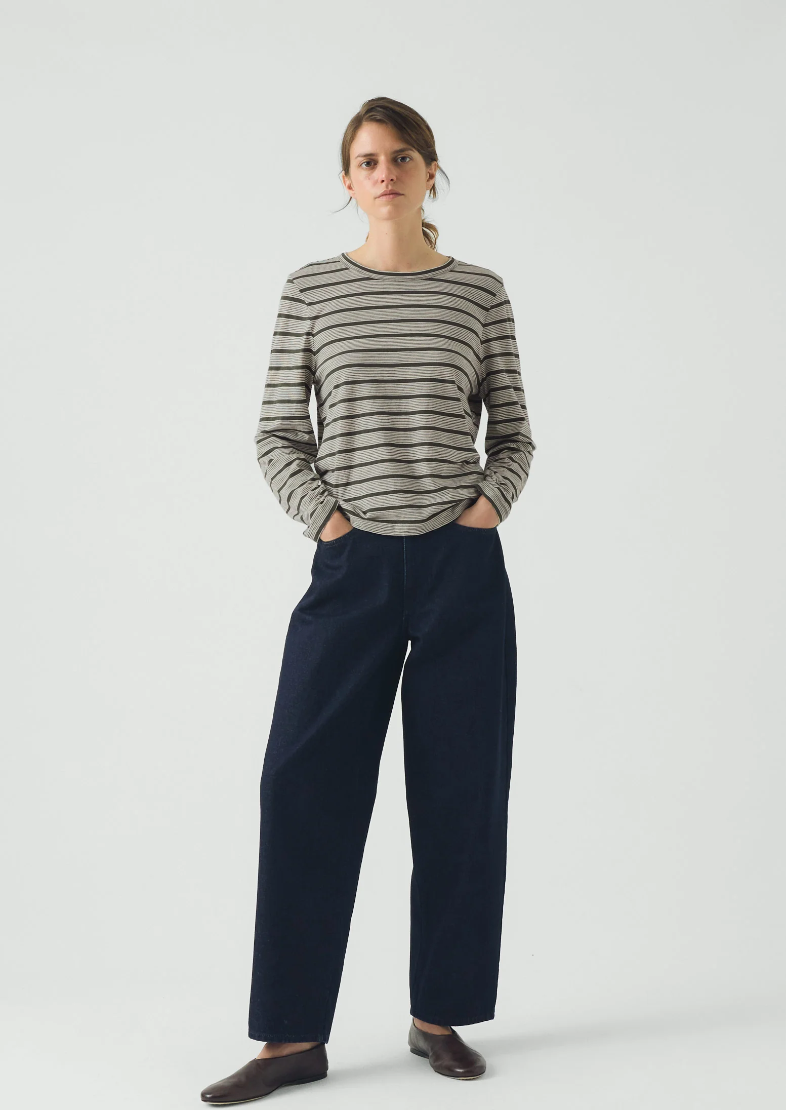 Stripe Crew Neck Tee | Avocado Rind/Ecru - Image 2