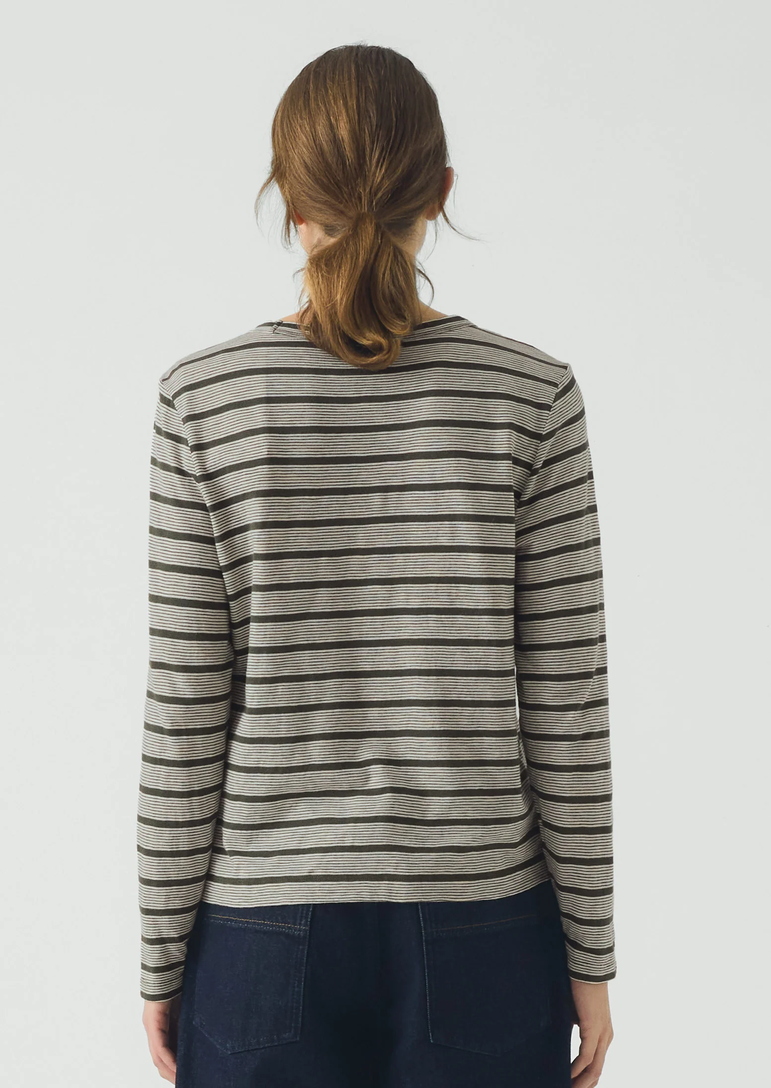 Stripe Crew Neck Tee | Avocado Rind/Ecru - Image 3