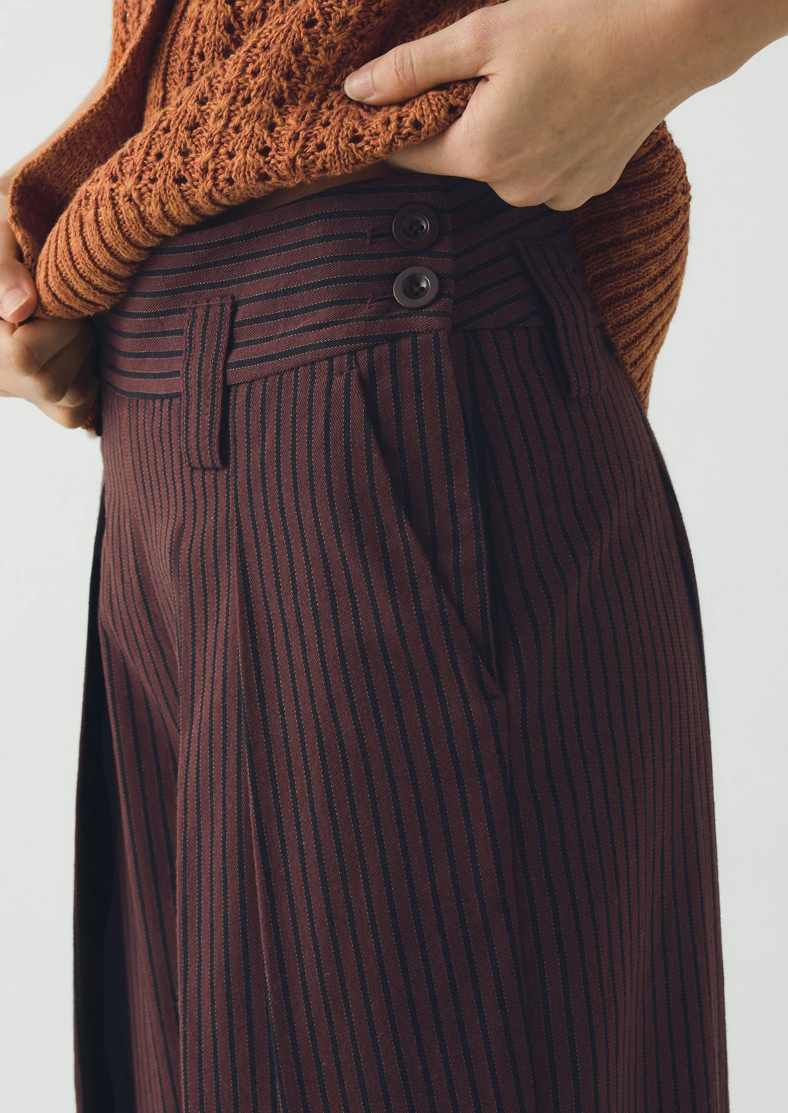 Stripe Fisherman Cotton Trousers | Black/Multi - Image 3