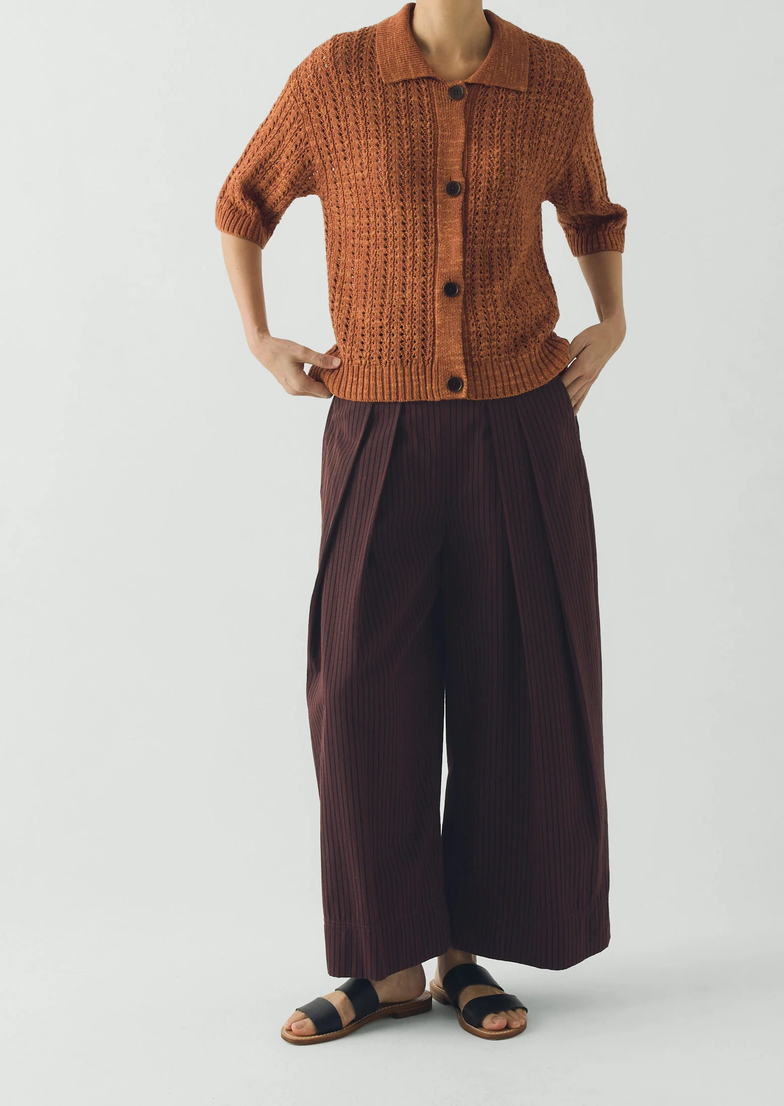 Stripe Fisherman Cotton Trousers | Black/Multi - Image 4