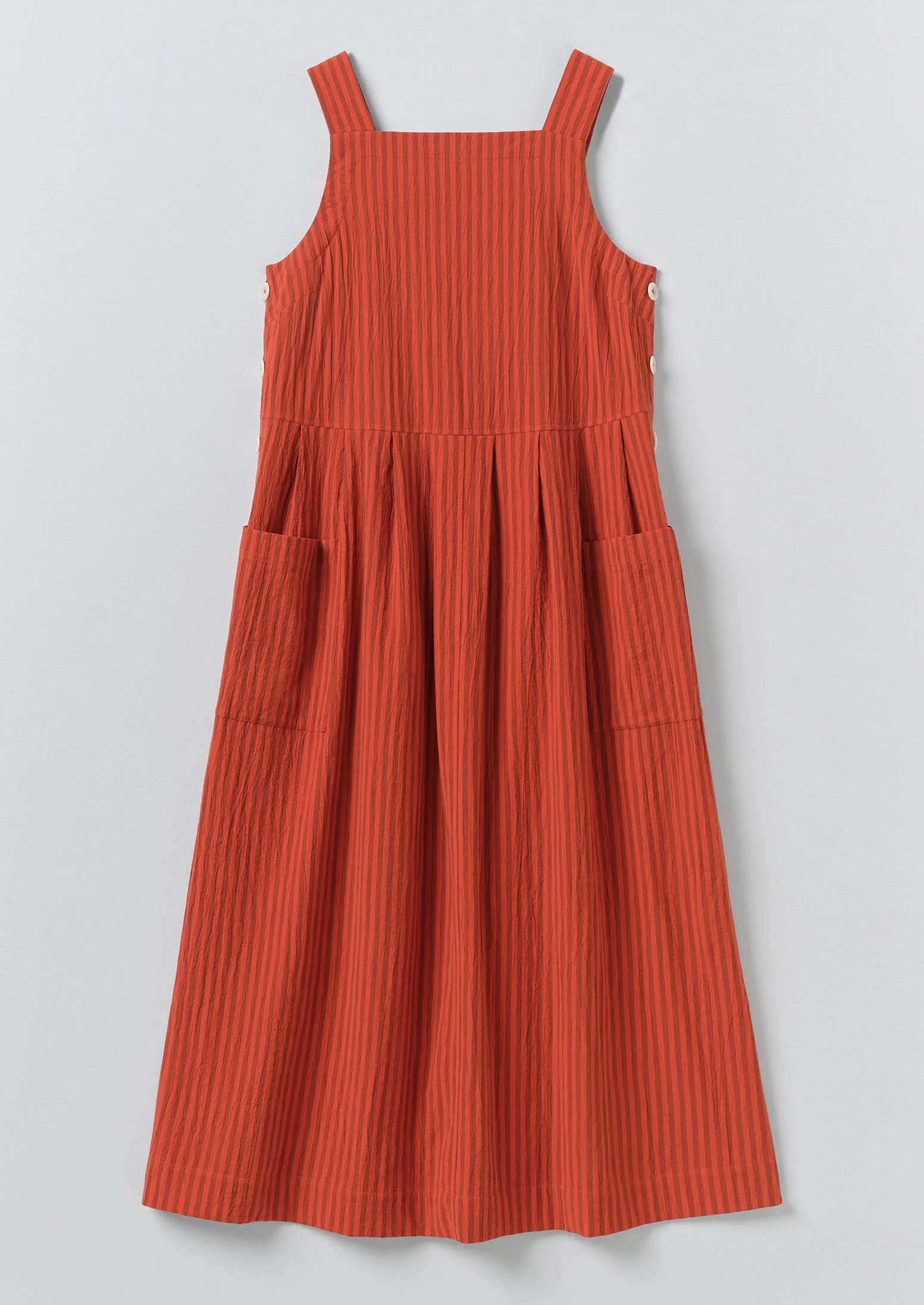 Tablier Stripe Cotton Pinafore Dress | Tomato