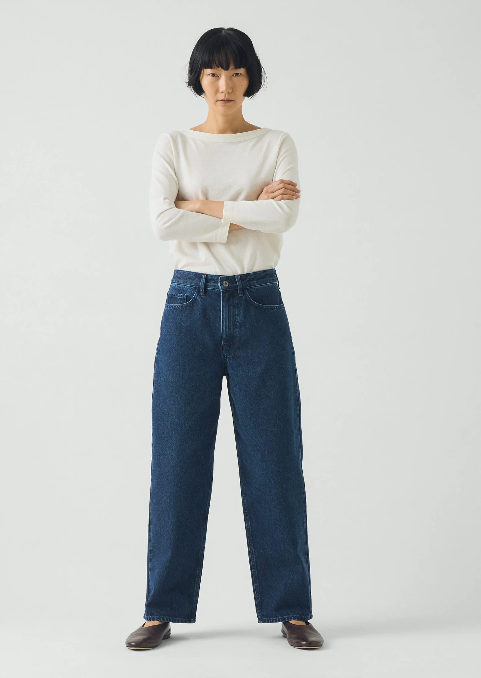 Indigo Denim Tapered Trousers | Mid Blue - Image 3