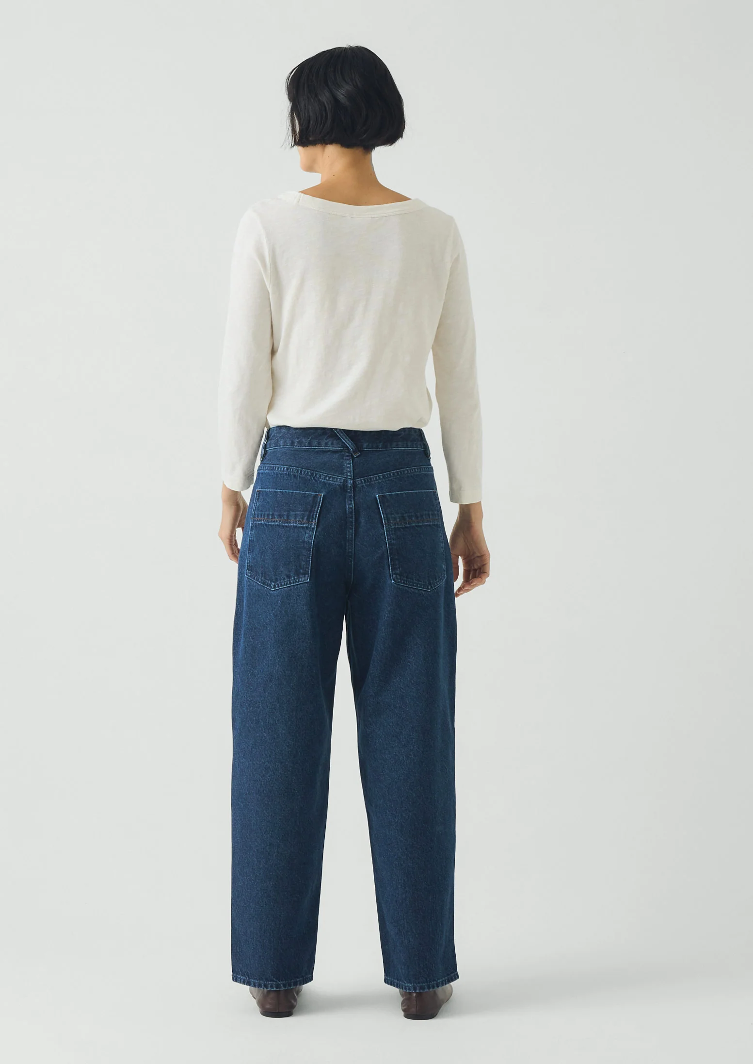 Indigo Denim Tapered Trousers | Mid Blue - Image 4