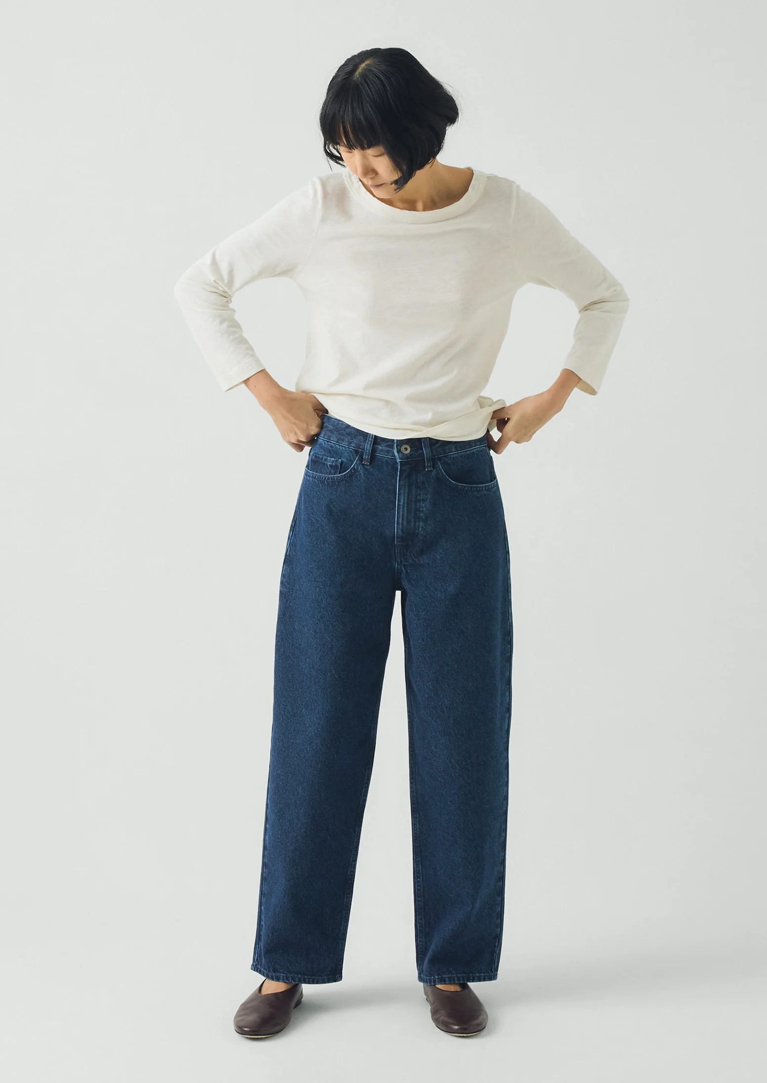 Indigo Denim Tapered Trousers | Mid Blue - Image 5