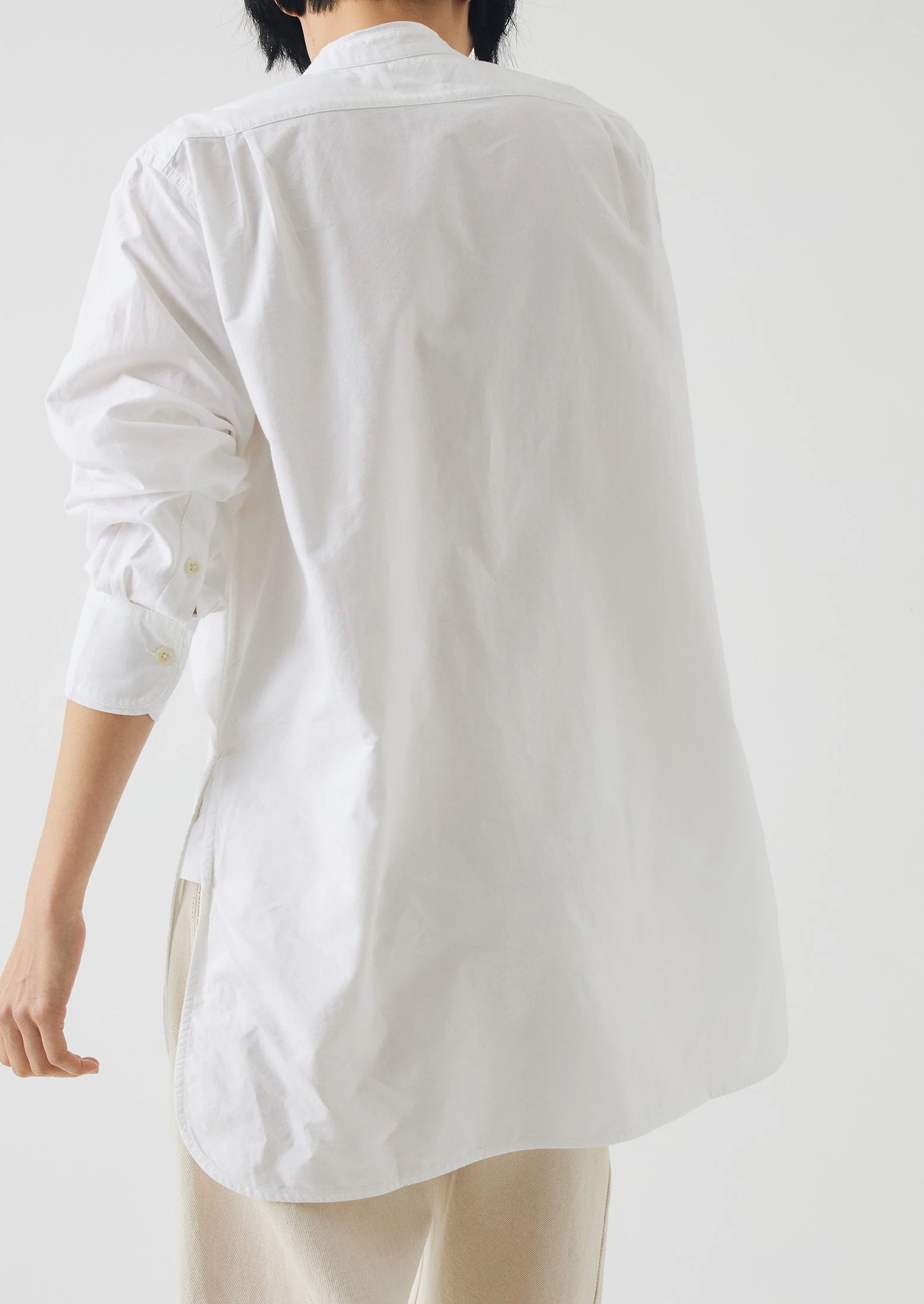 Taro Cotton Oxford Long Shirt | White - Image 5