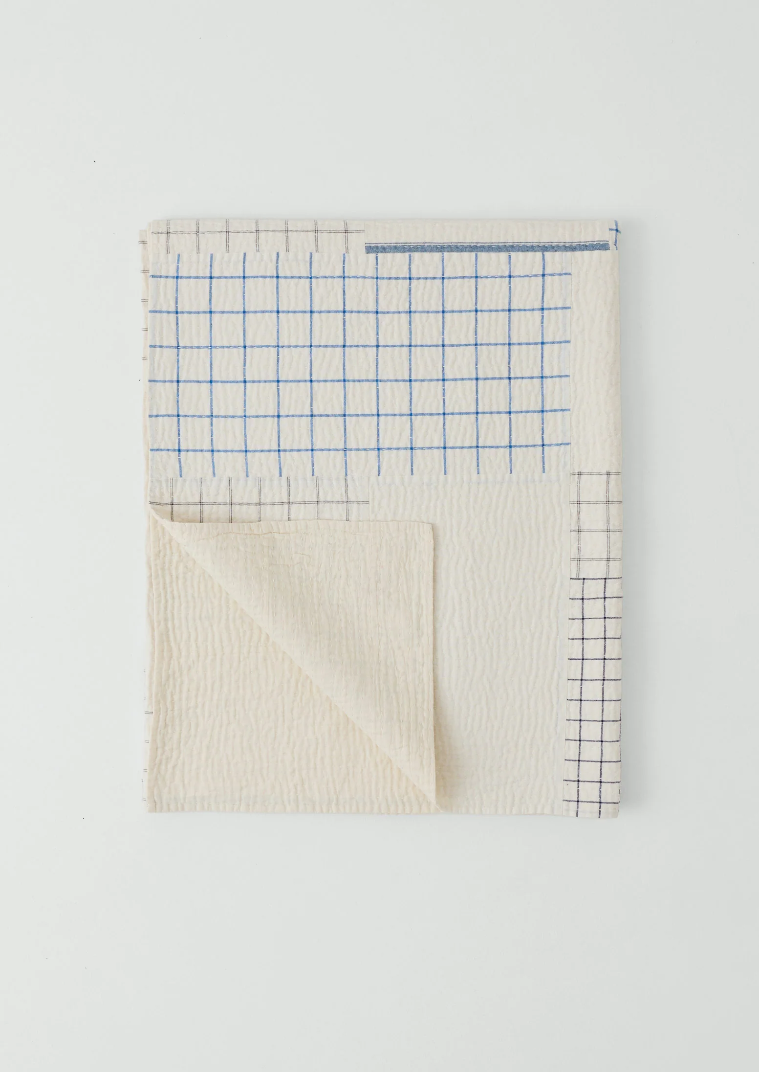 Tea Towel Check Patchwork Bedspread | Ecru/Multi - Image 5