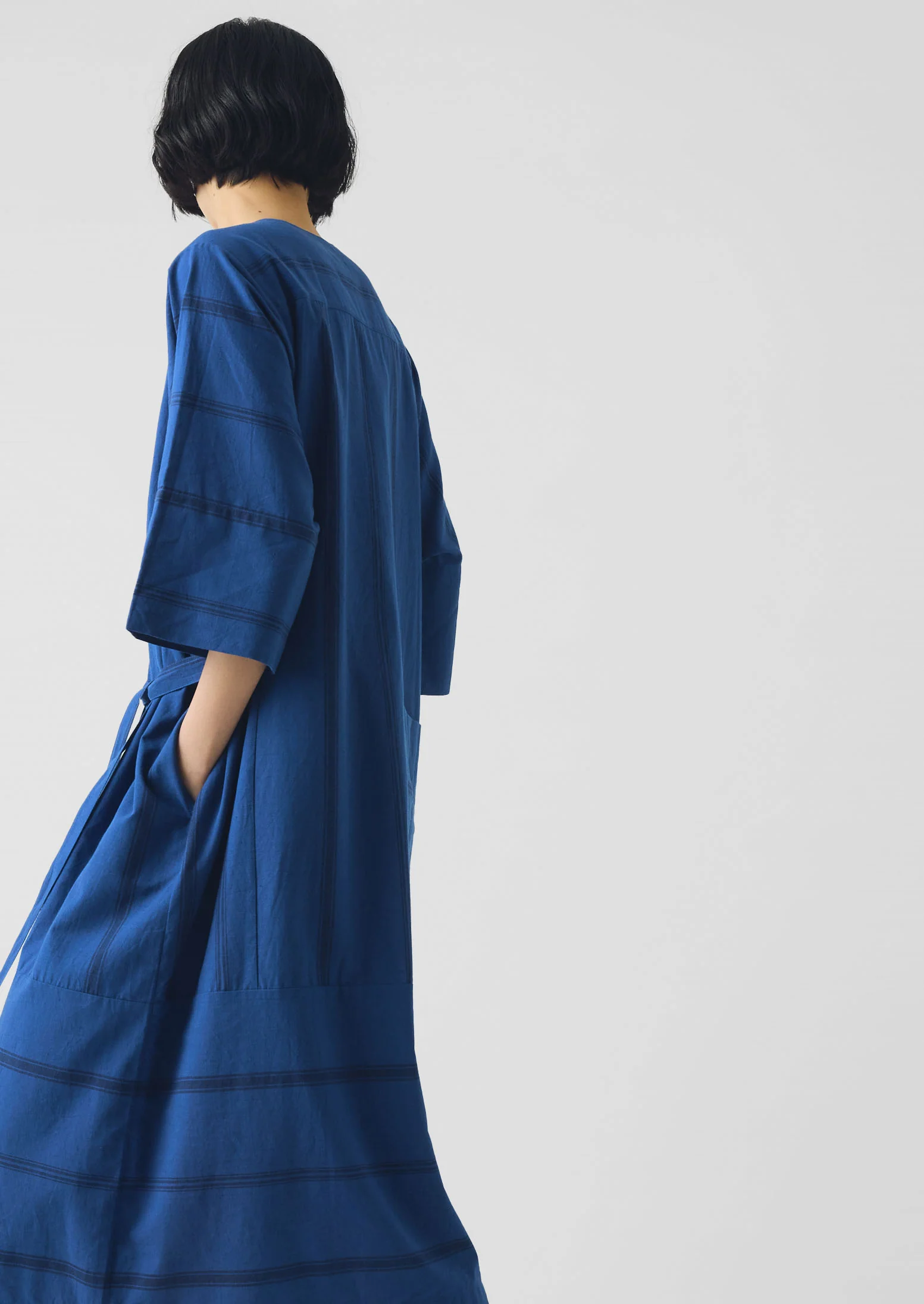 Tea Towel Stripe Cotton Dress | Cobalt Blue - Image 3