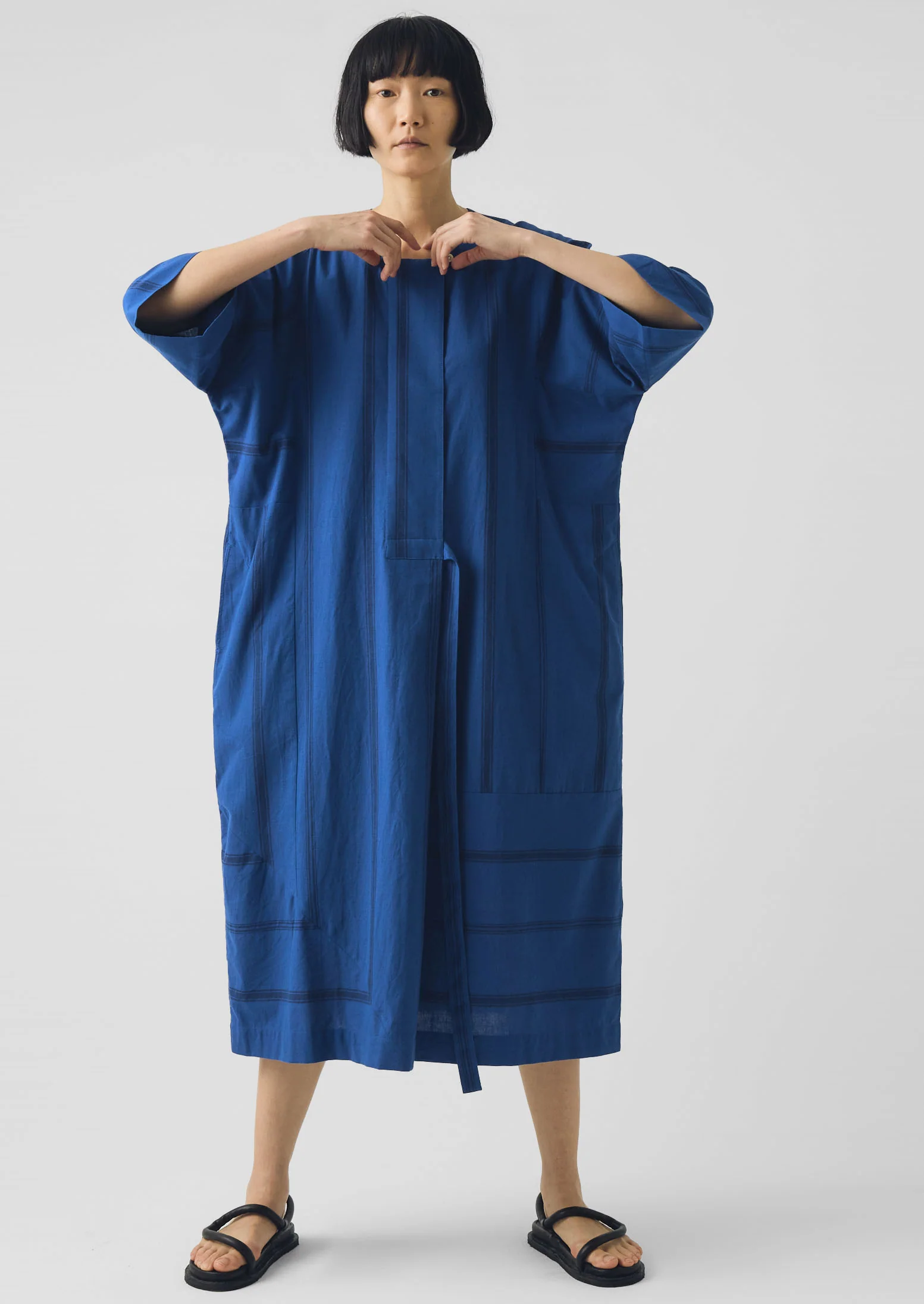 Tea Towel Stripe Cotton Dress | Cobalt Blue - Image 4