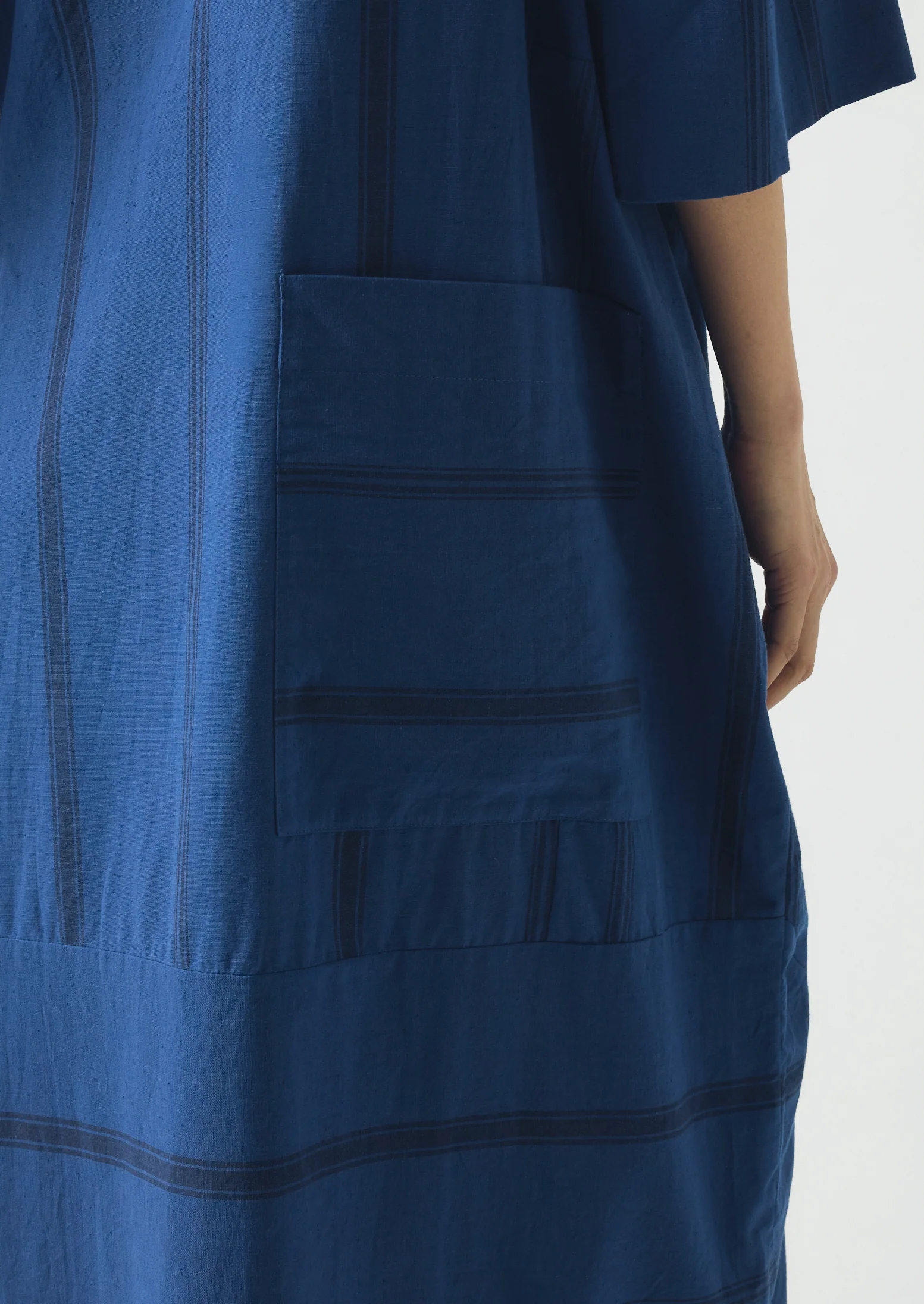 Tea Towel Stripe Cotton Dress | Cobalt Blue - Image 5