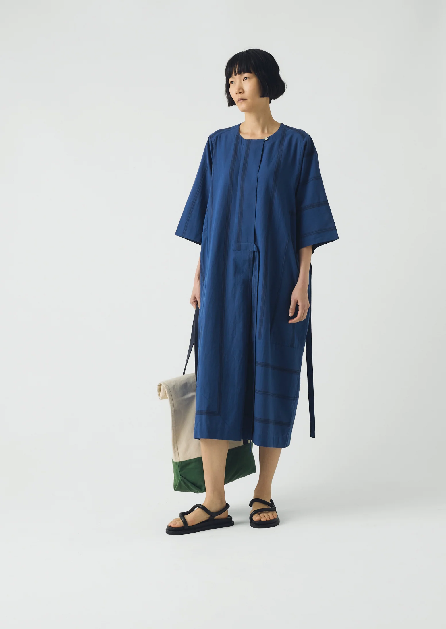 Tea Towel Stripe Cotton Dress | Cobalt Blue - Image 6