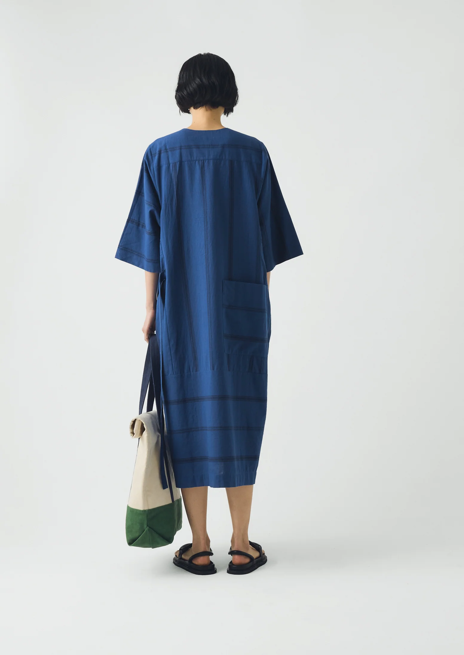 Tea Towel Stripe Cotton Dress | Cobalt Blue - Image 7
