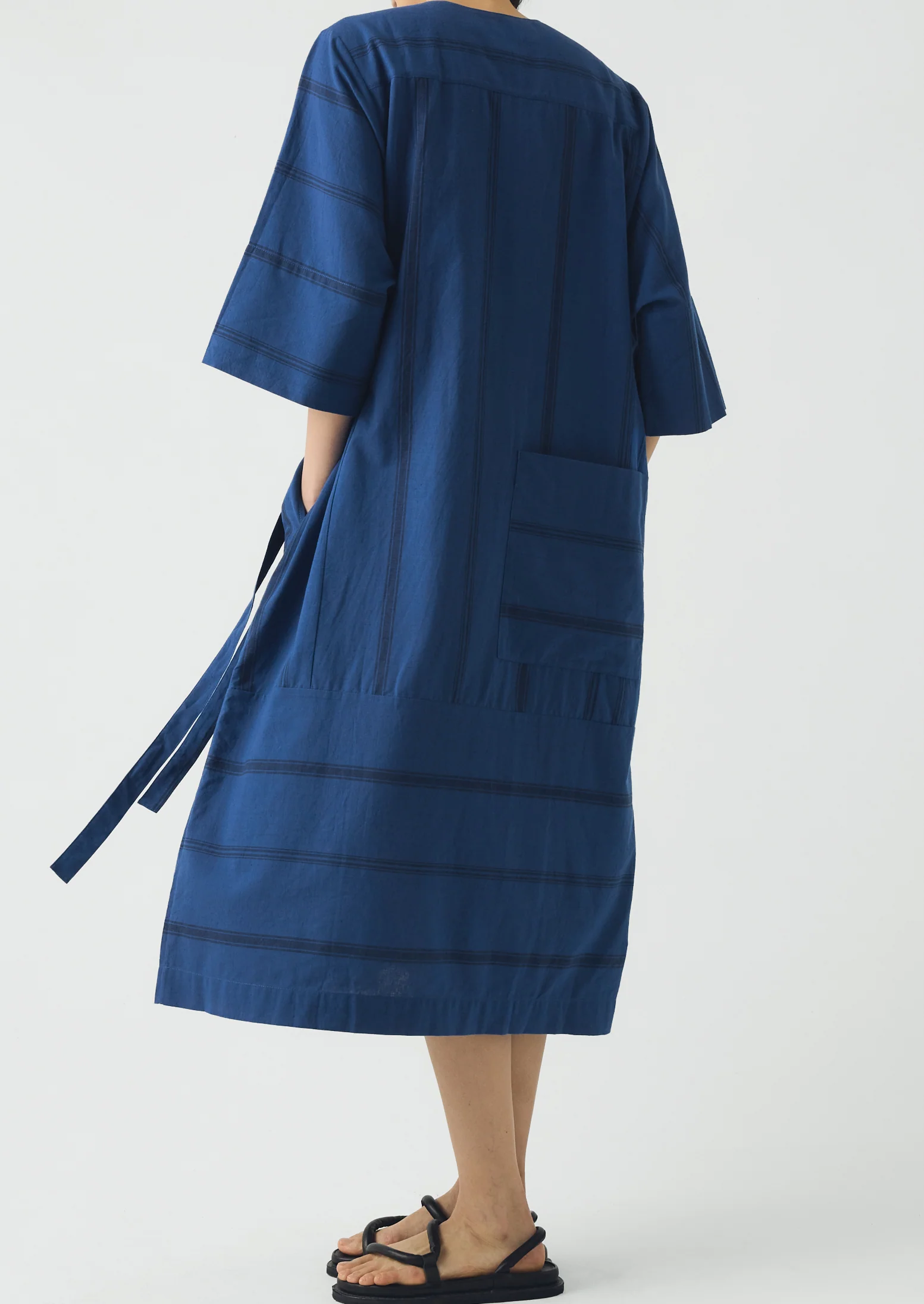 Tea Towel Stripe Cotton Dress | Cobalt Blue - Image 8