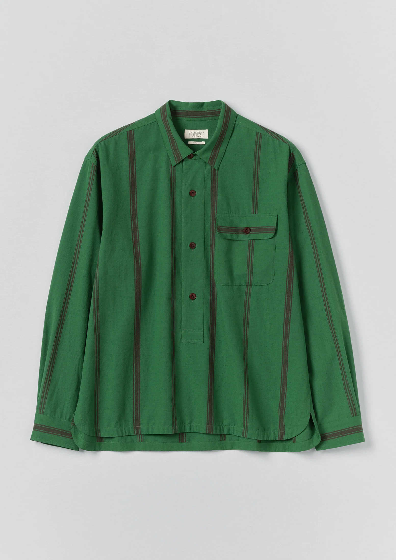 Tea Towel Stripe Cotton Linen Shirt | Sea Green