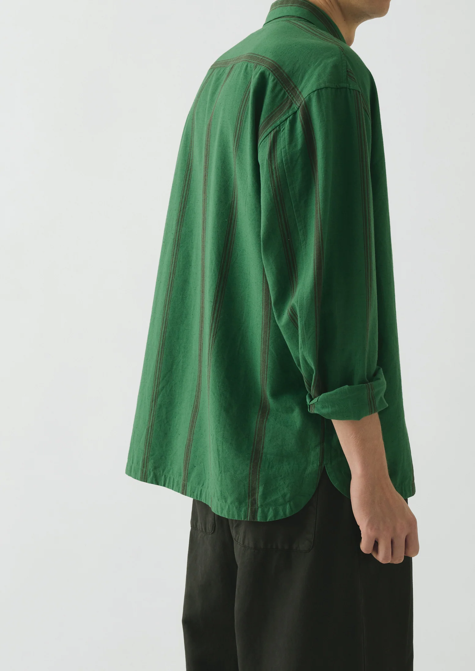 Tea Towel Stripe Cotton Linen Shirt | Sea Green - Image 5