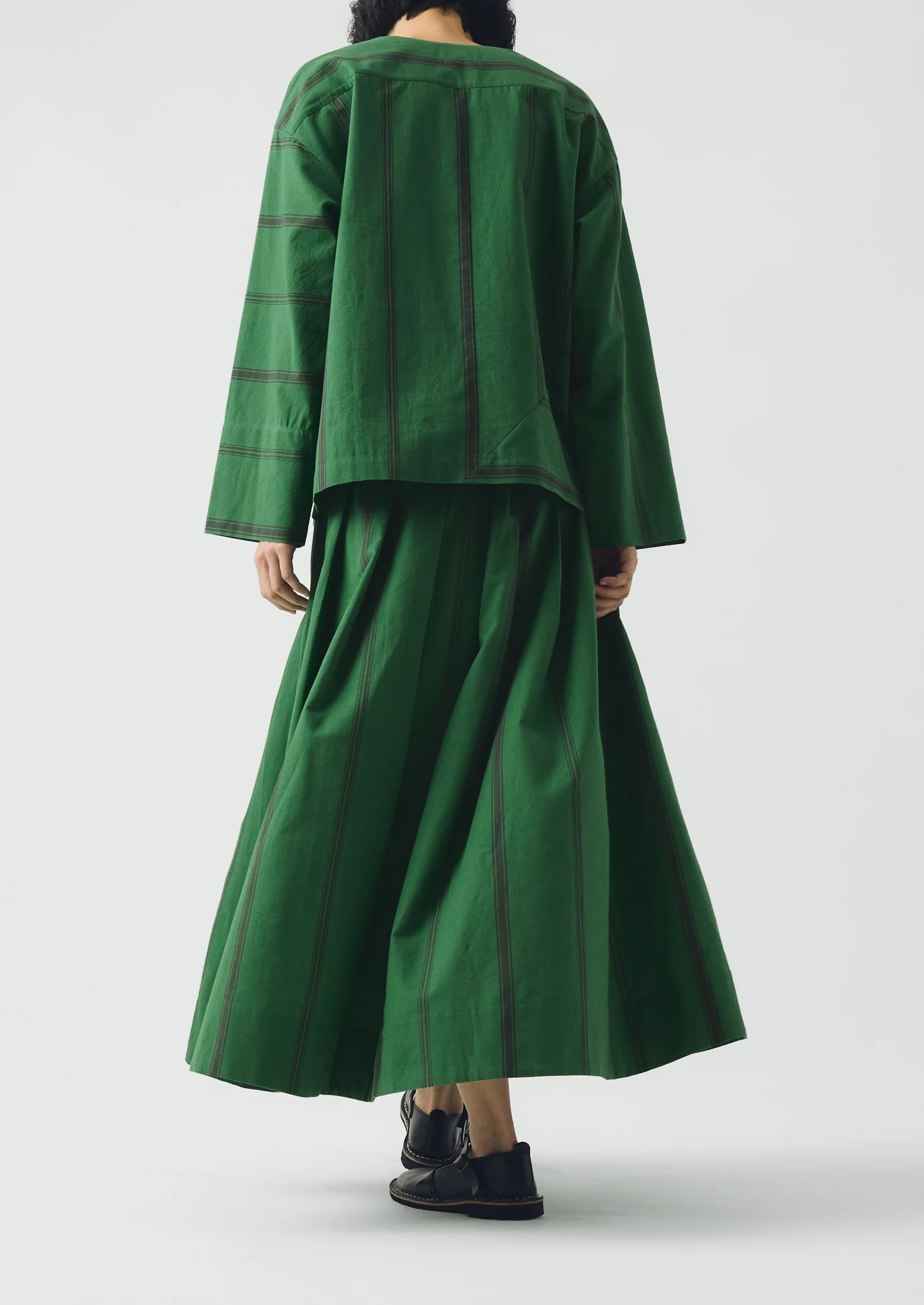 Tea Towel Stripe Cotton Skirt | Sea Green - Image 5