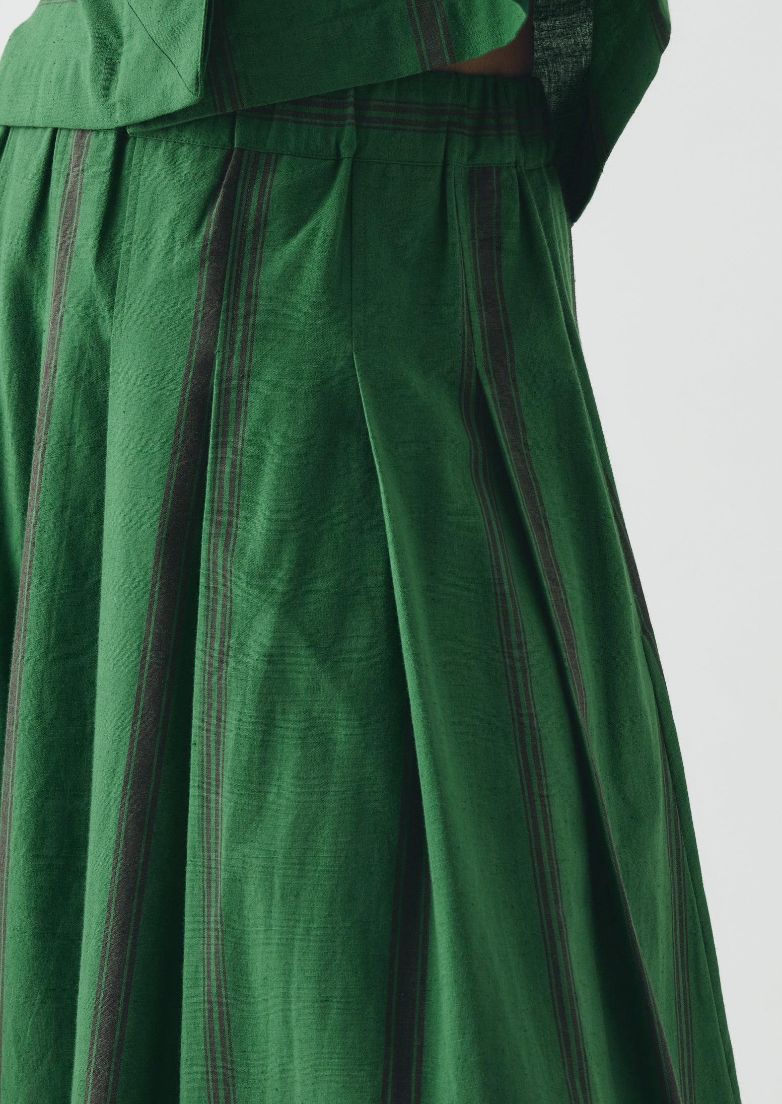 Tea Towel Stripe Cotton Skirt | Sea Green - Image 6