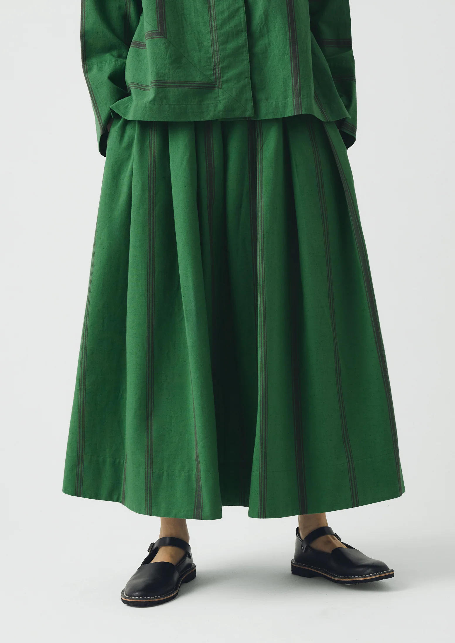 Tea Towel Stripe Cotton Skirt | Sea Green - Image 8