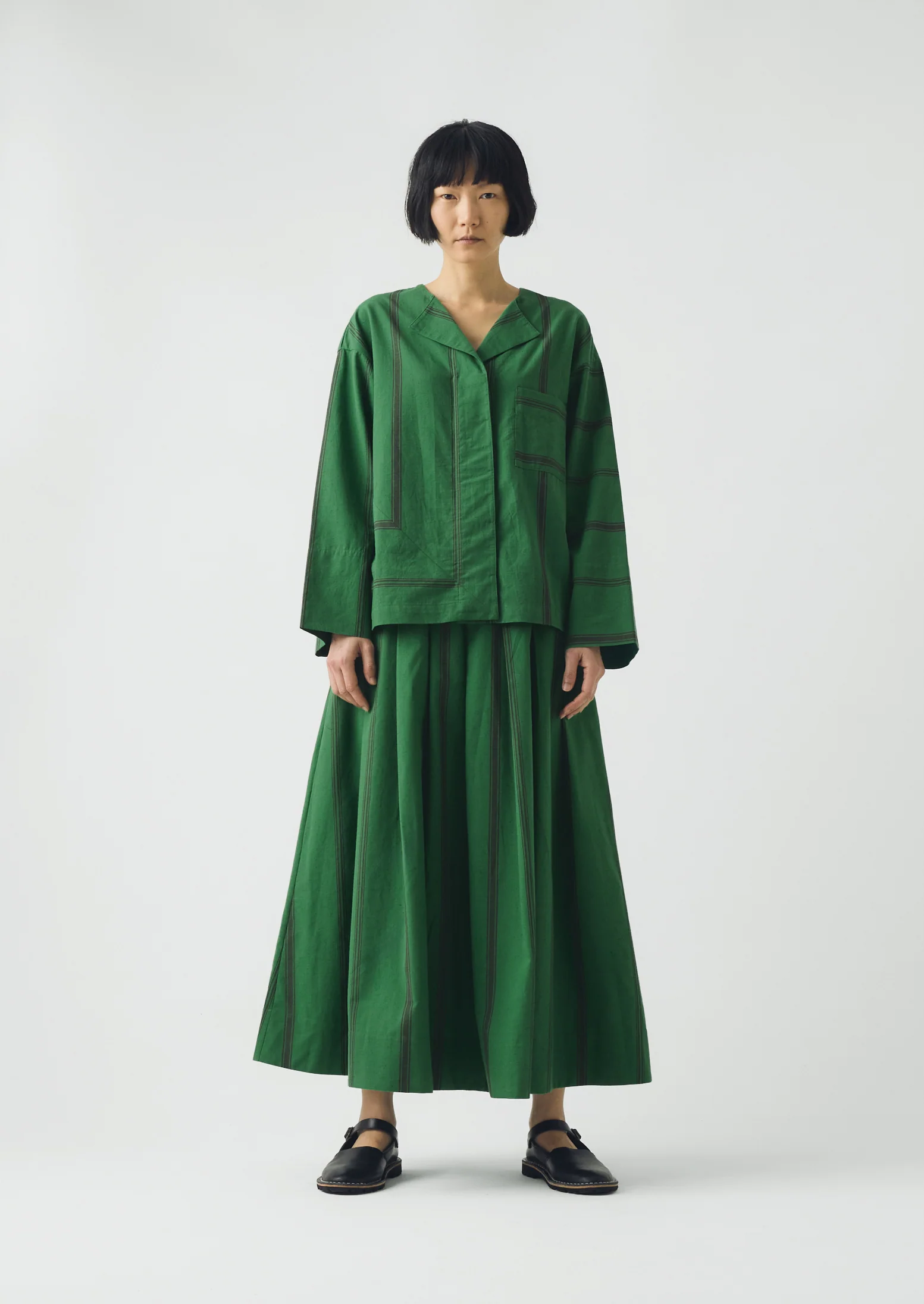 Tea Towel Stripe Long Sleeve Top | Sea Green - Image 3