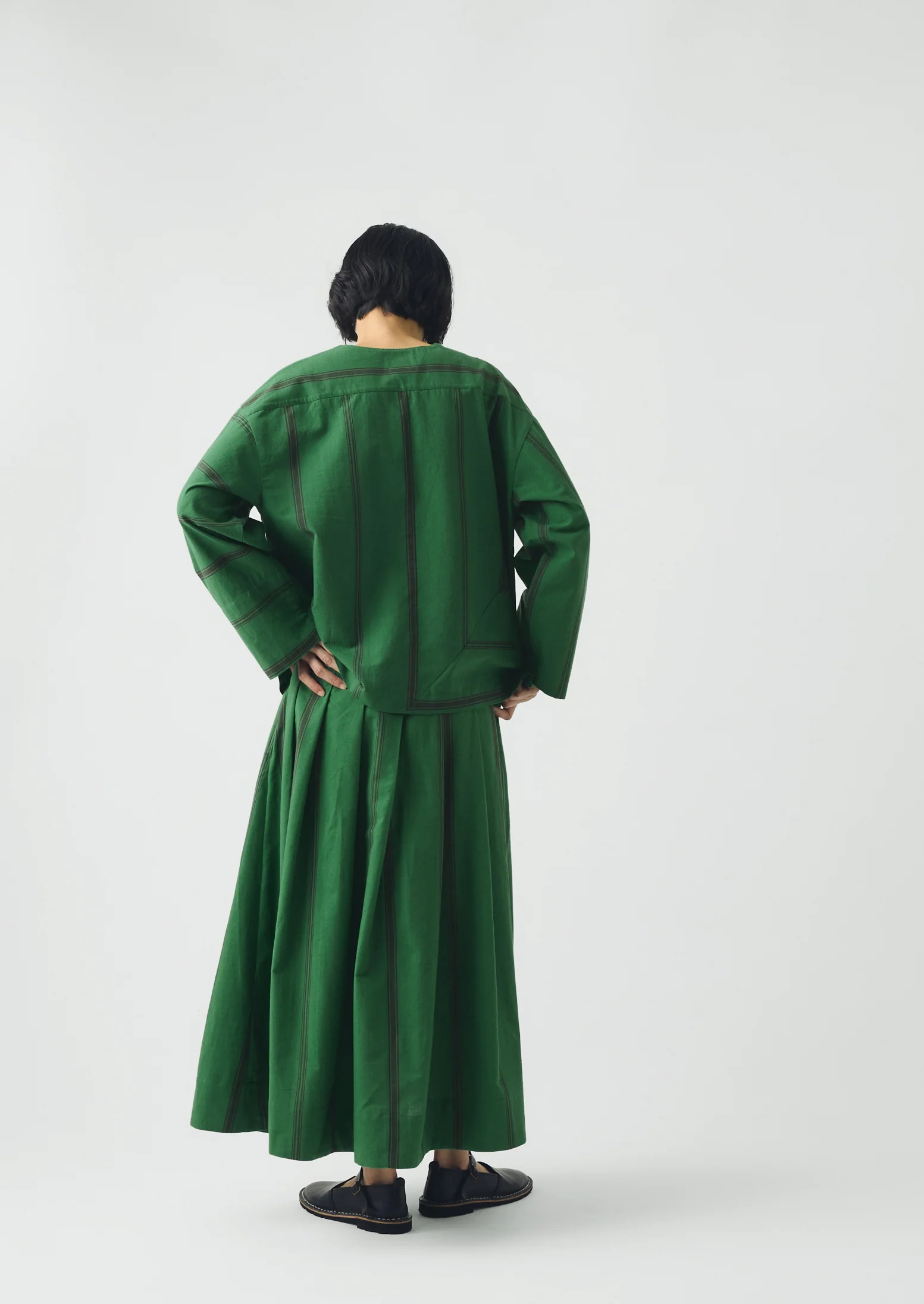 Tea Towel Stripe Long Sleeve Top | Sea Green - Image 4