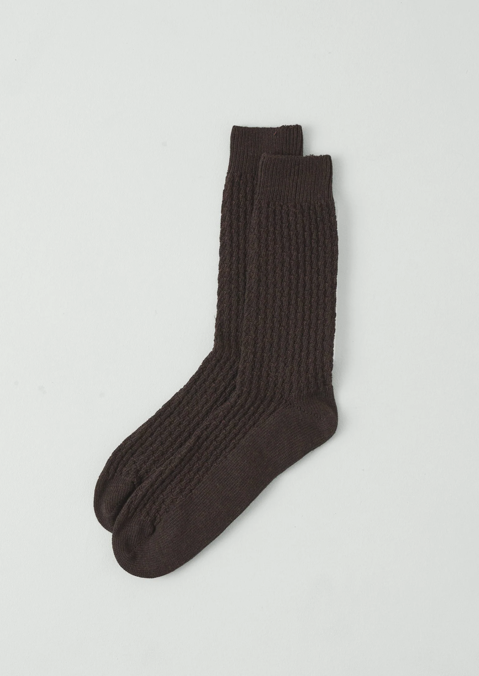 Textured Ribbed Cotton Socks | Peat Melange