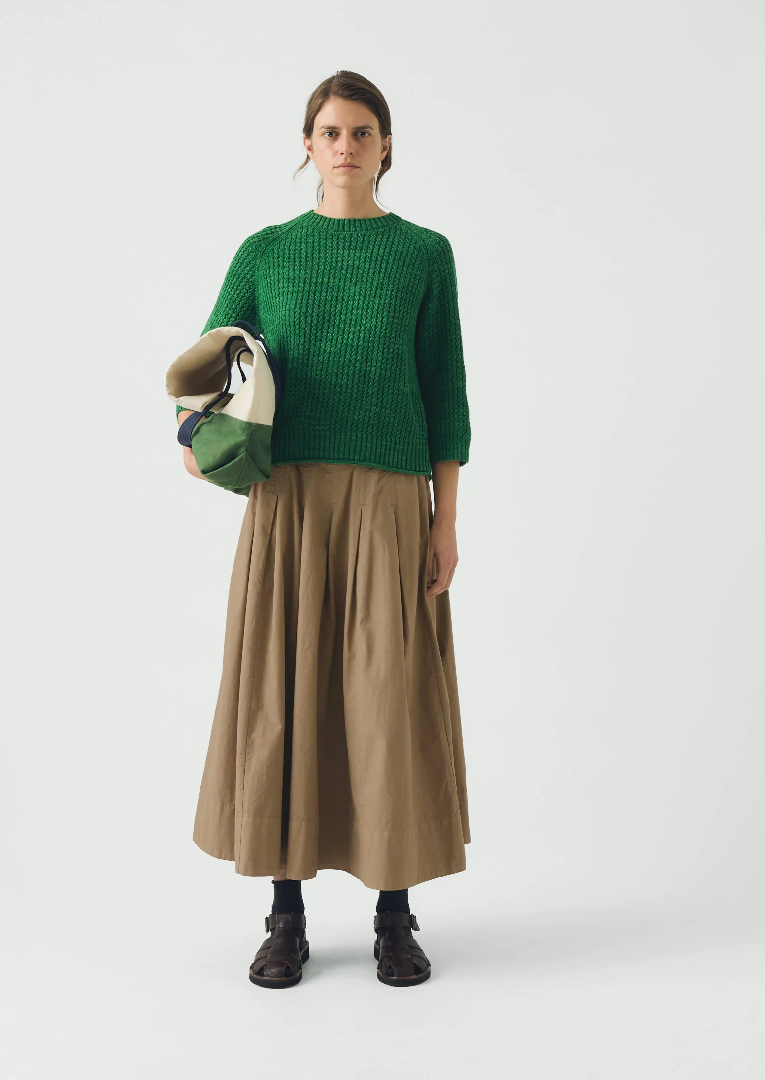 Textured Rib Linen Cotton Sweater | Viridian Green - Image 2