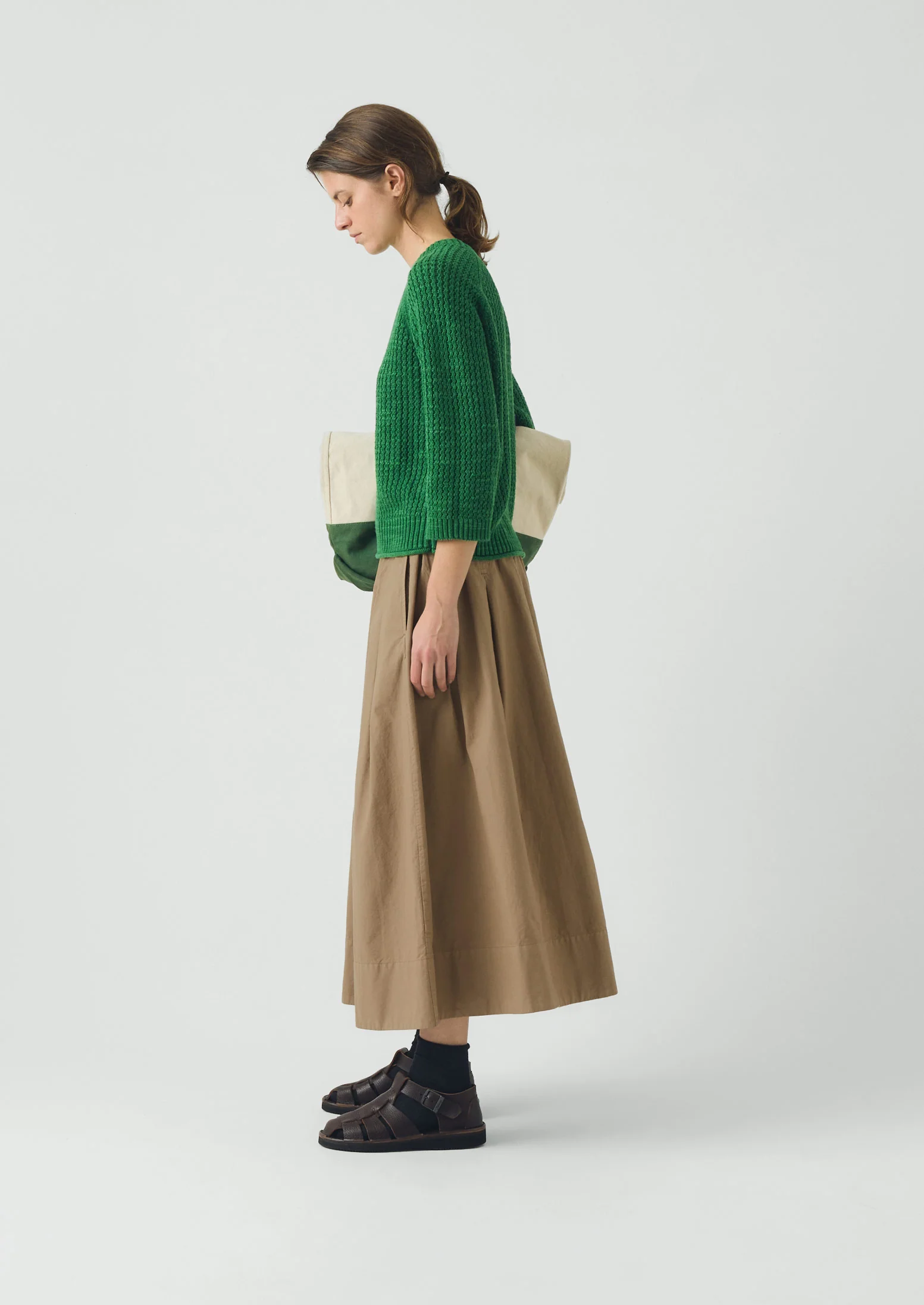 Textured Rib Linen Cotton Sweater | Viridian Green - Image 3