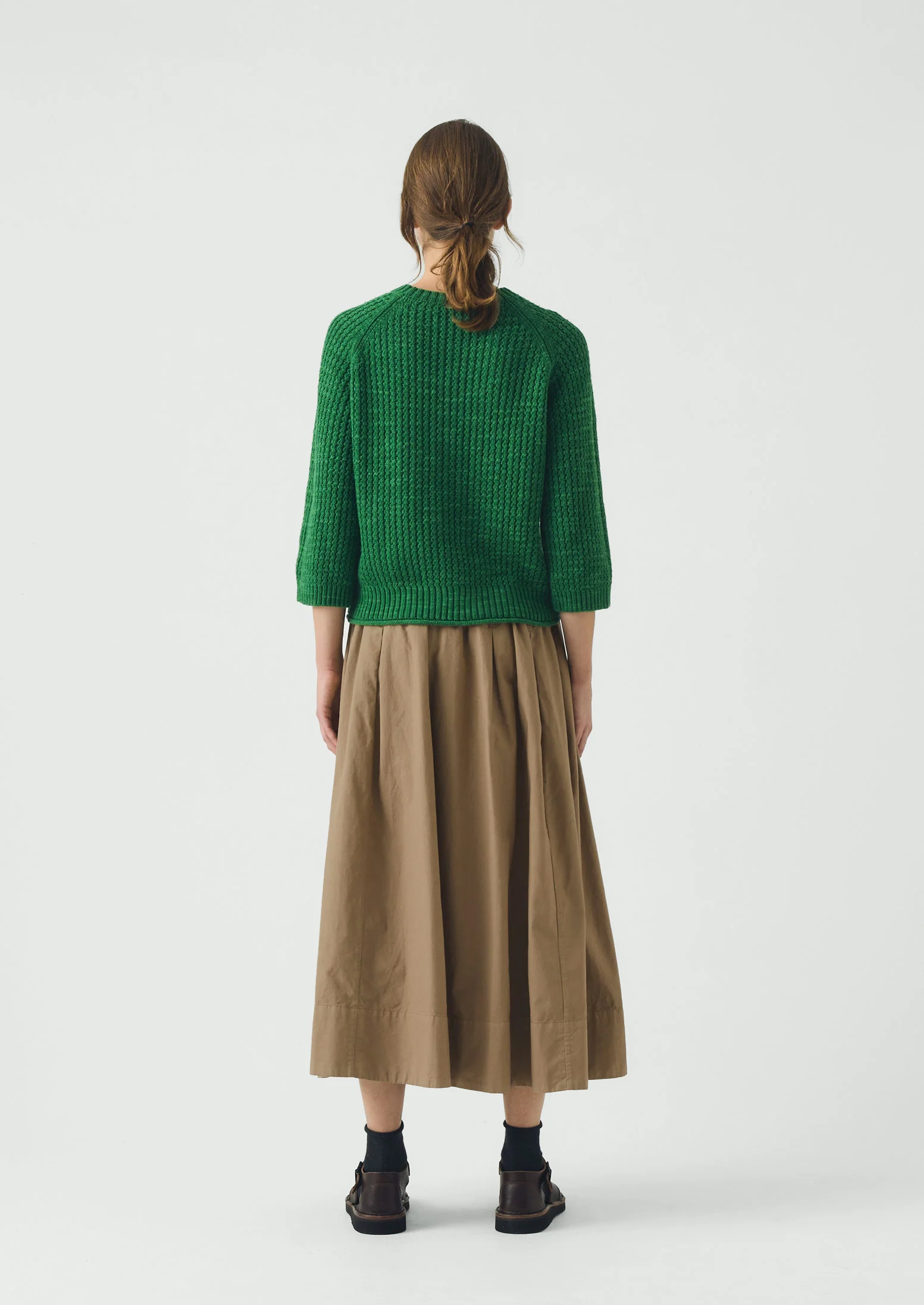 Textured Rib Linen Cotton Sweater | Viridian Green - Image 4