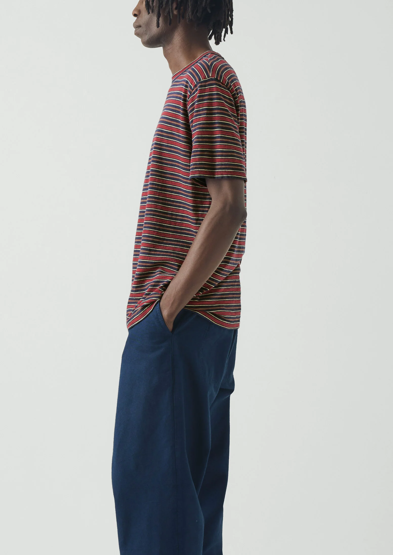 Theo Stripe Cotton Short Sleeve Tee | Provencal Blue/Multi - Image 2