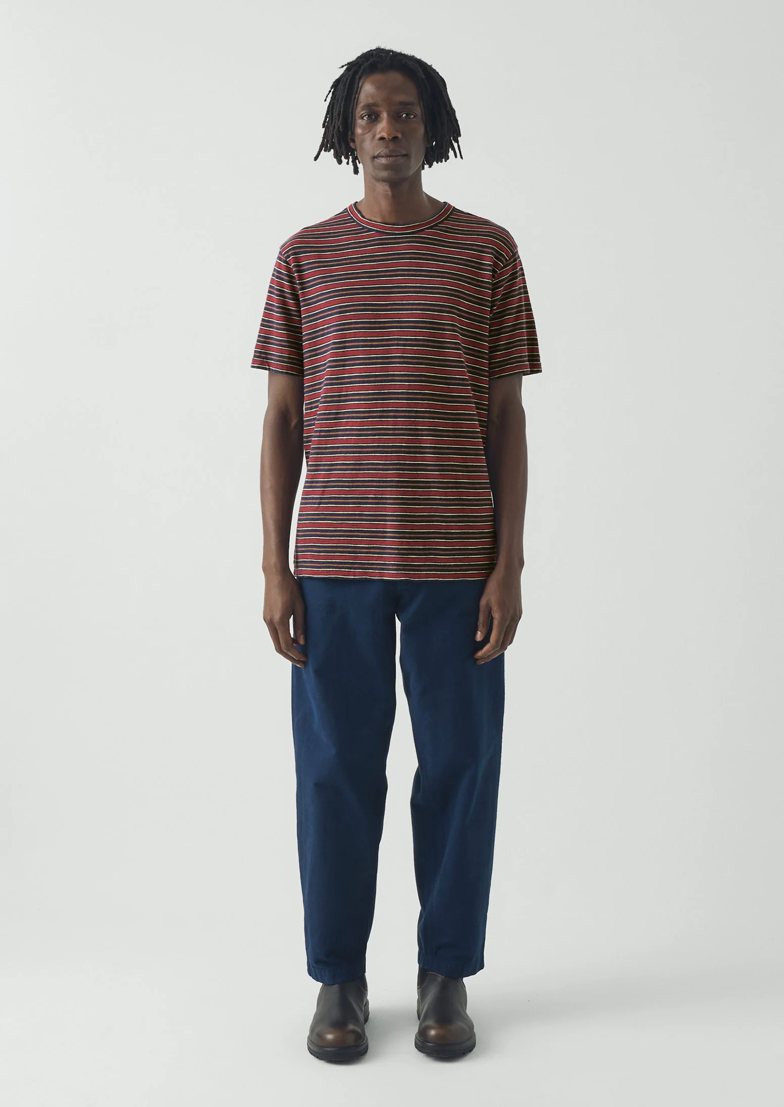 Theo Stripe Cotton Short Sleeve Tee | Provencal Blue/Multi - Image 3
