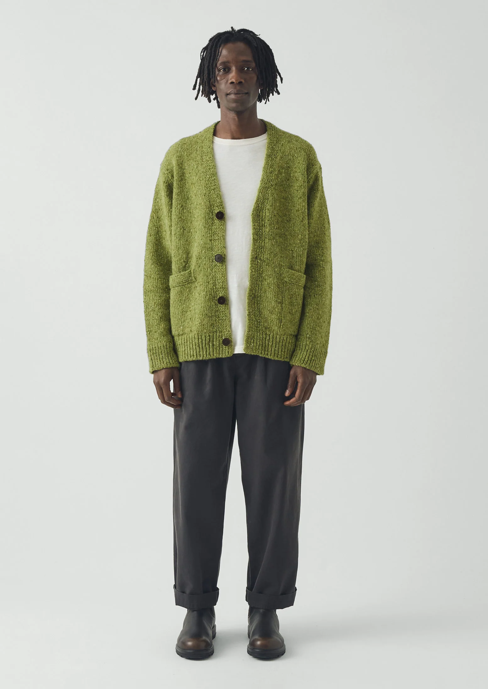 Donegal Wool V-Neck Cardigan | Rainette Green - Image 3