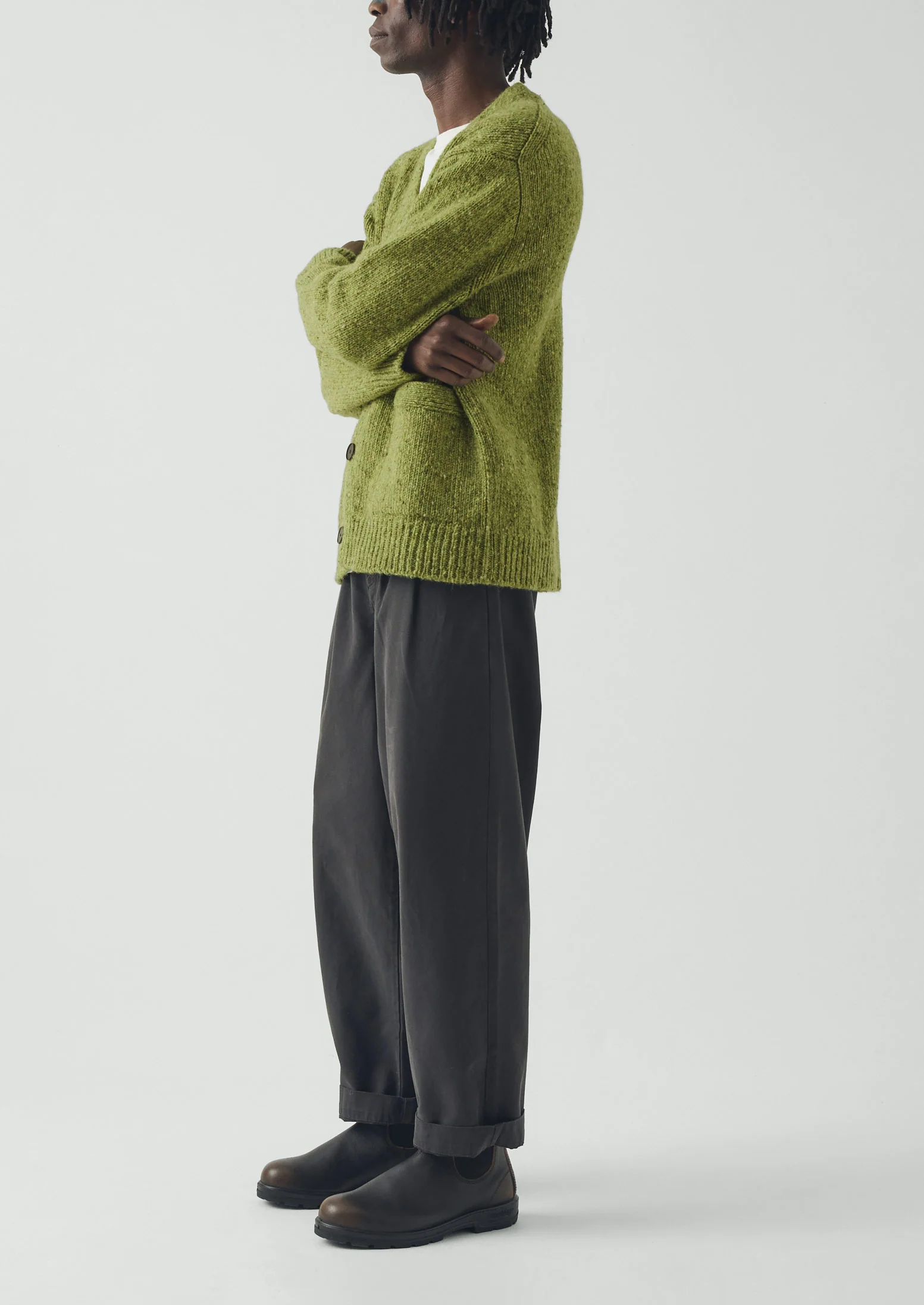 Donegal Wool V-Neck Cardigan | Rainette Green - Image 5