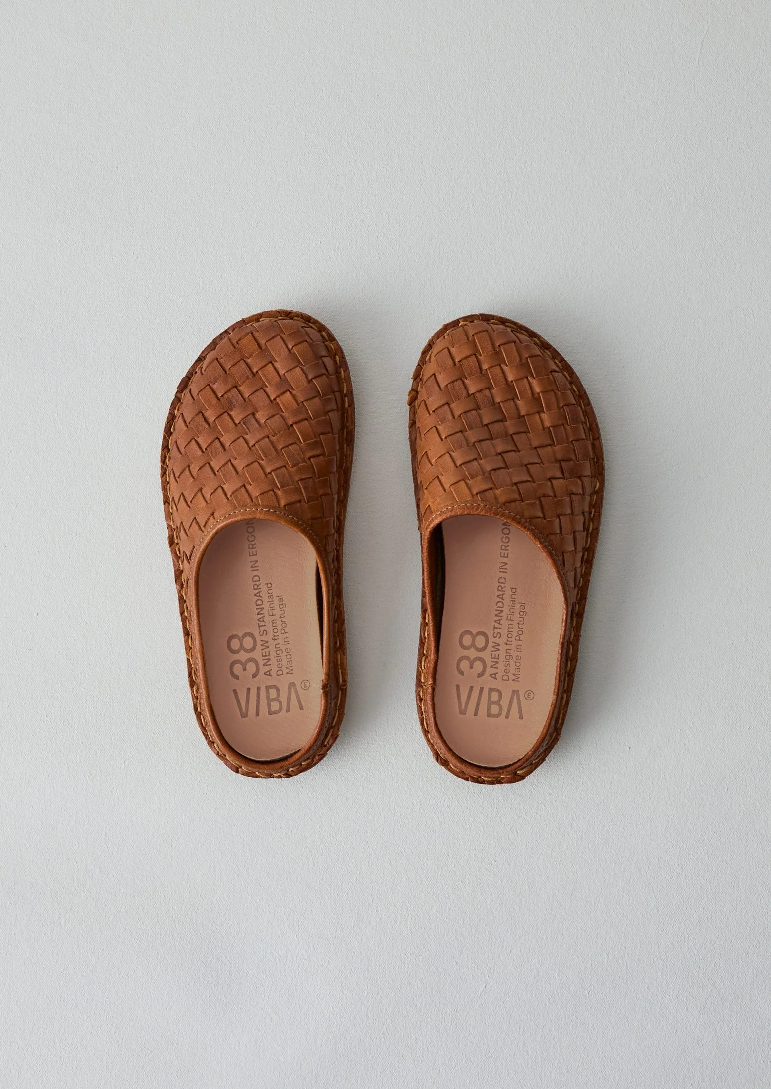 Vibae Roma Leather Woven Mules | Tan - Image 3