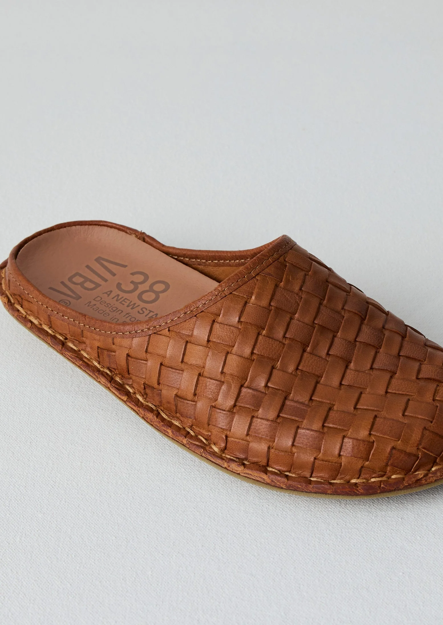 Vibae Roma Leather Woven Mules | Tan - Image 4