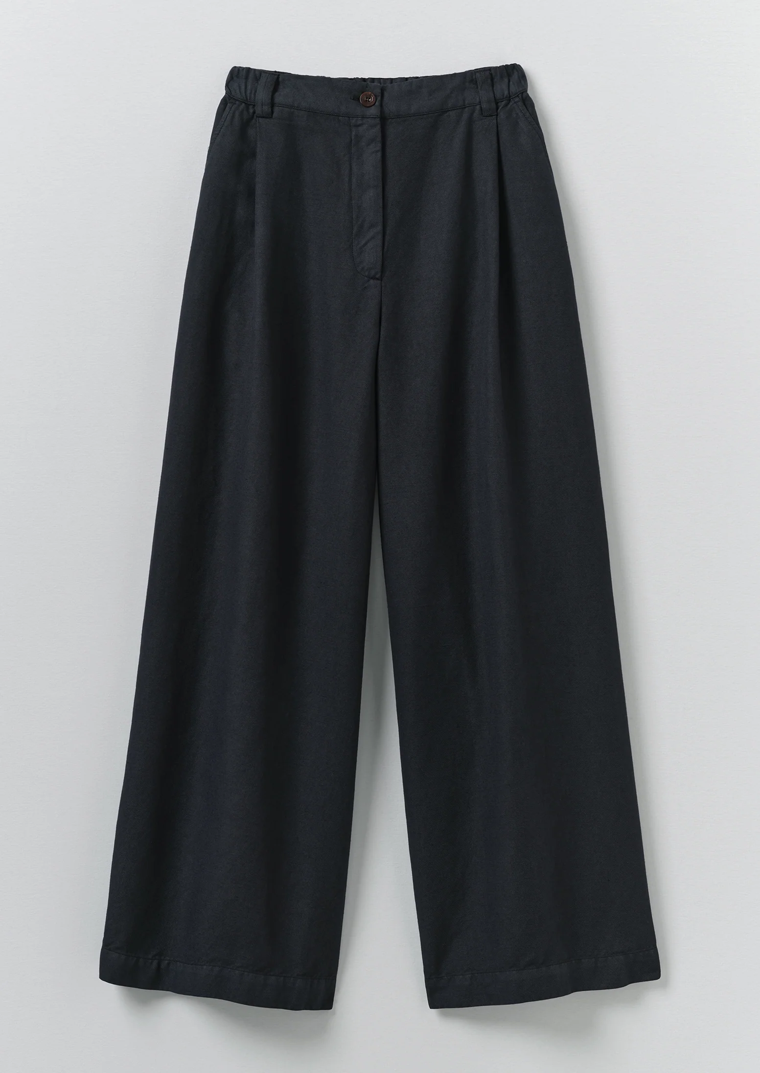 Wide Leg Cotton Linen Twill Trousers | Nile Blue