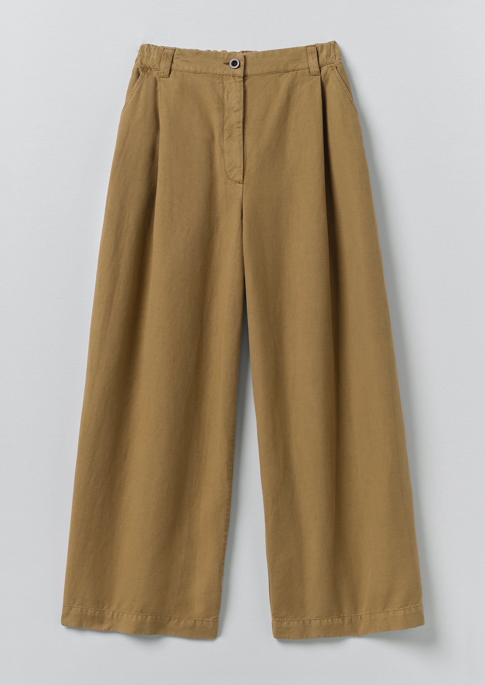 Wide Leg Cotton Linen Twill Trousers | Warm Sand